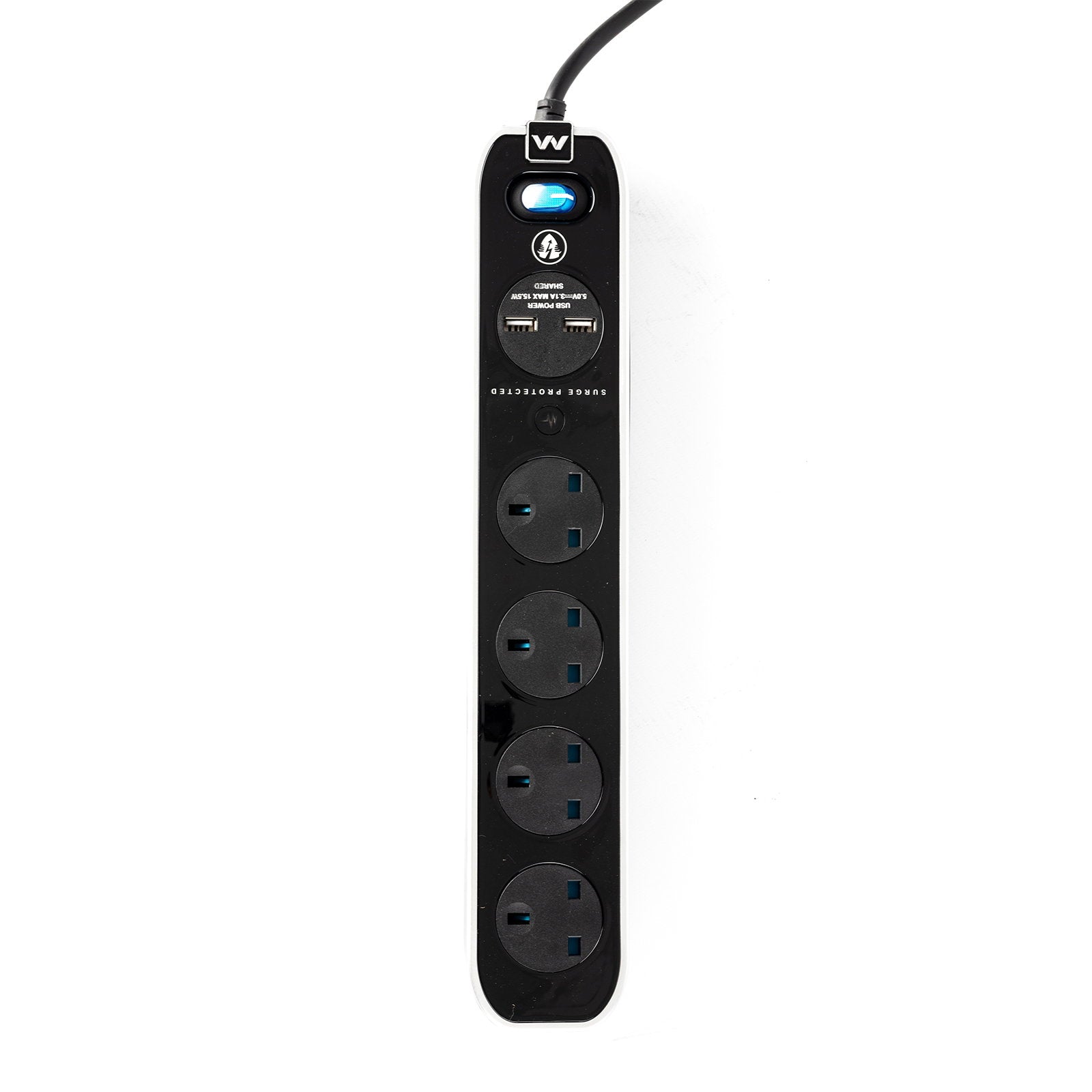 Masterplug 2m 13A Surge Protected 4 Gang with USB SRGLSU42PB-MP - Alternate View 1