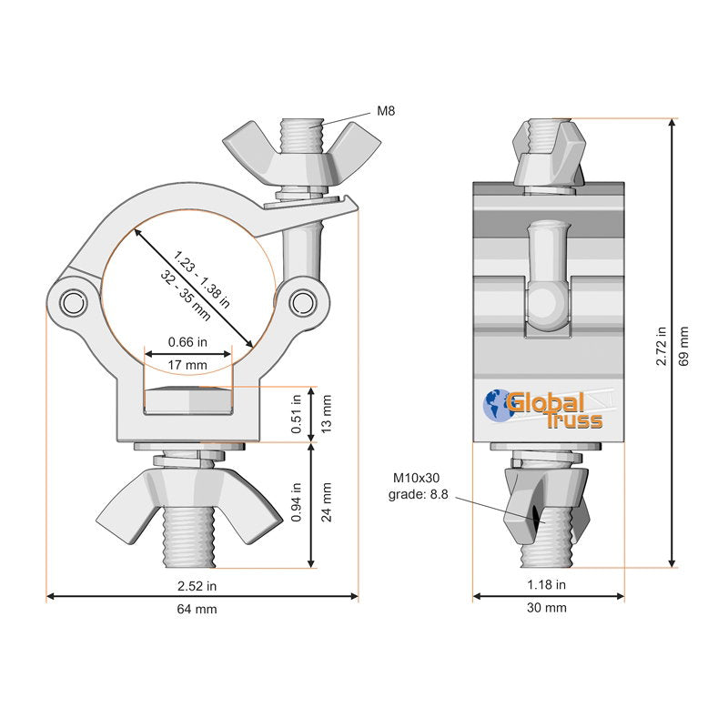 Global Truss F24 Half Coupler Black (32-35mm) (5036B) - Main View