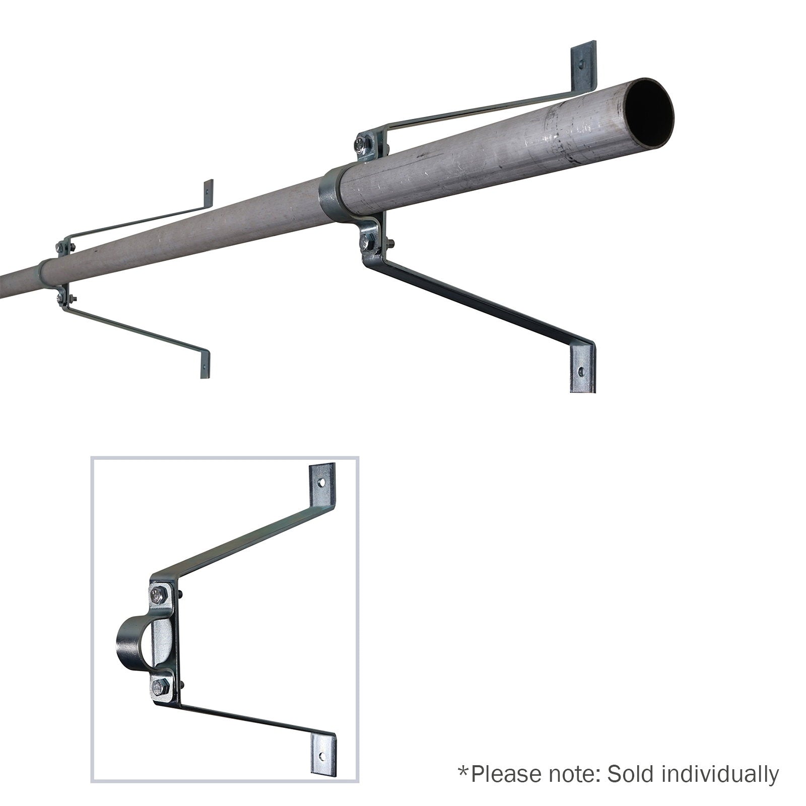 Elumen8 Pipe To Wall Bracket 300mm Zinc - Back Panel and Connections