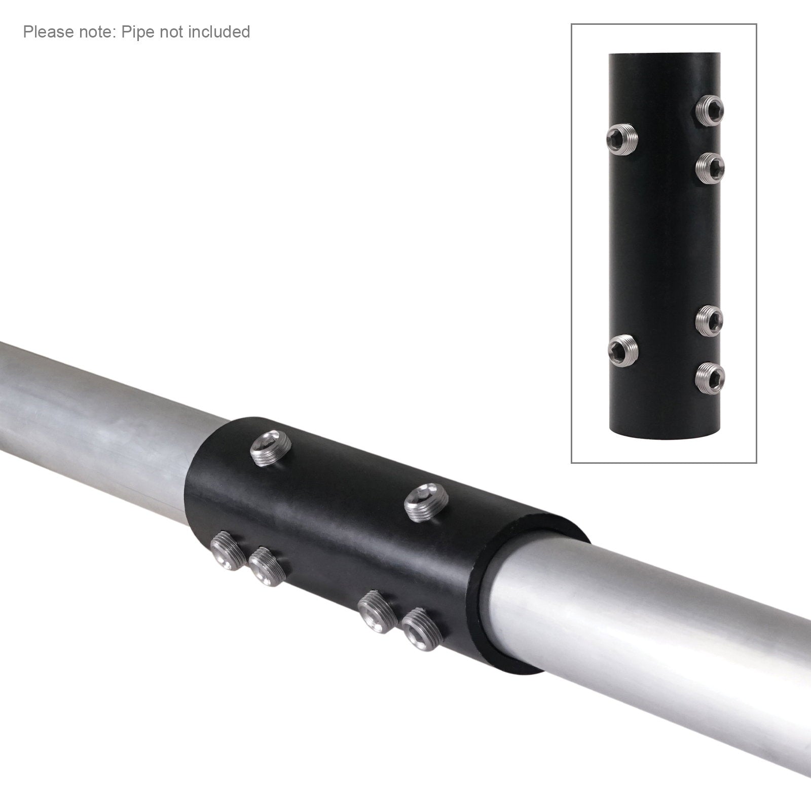 Elumen8 48.3mm Scaffold Tube Joiner - Black - Back Panel and Connections