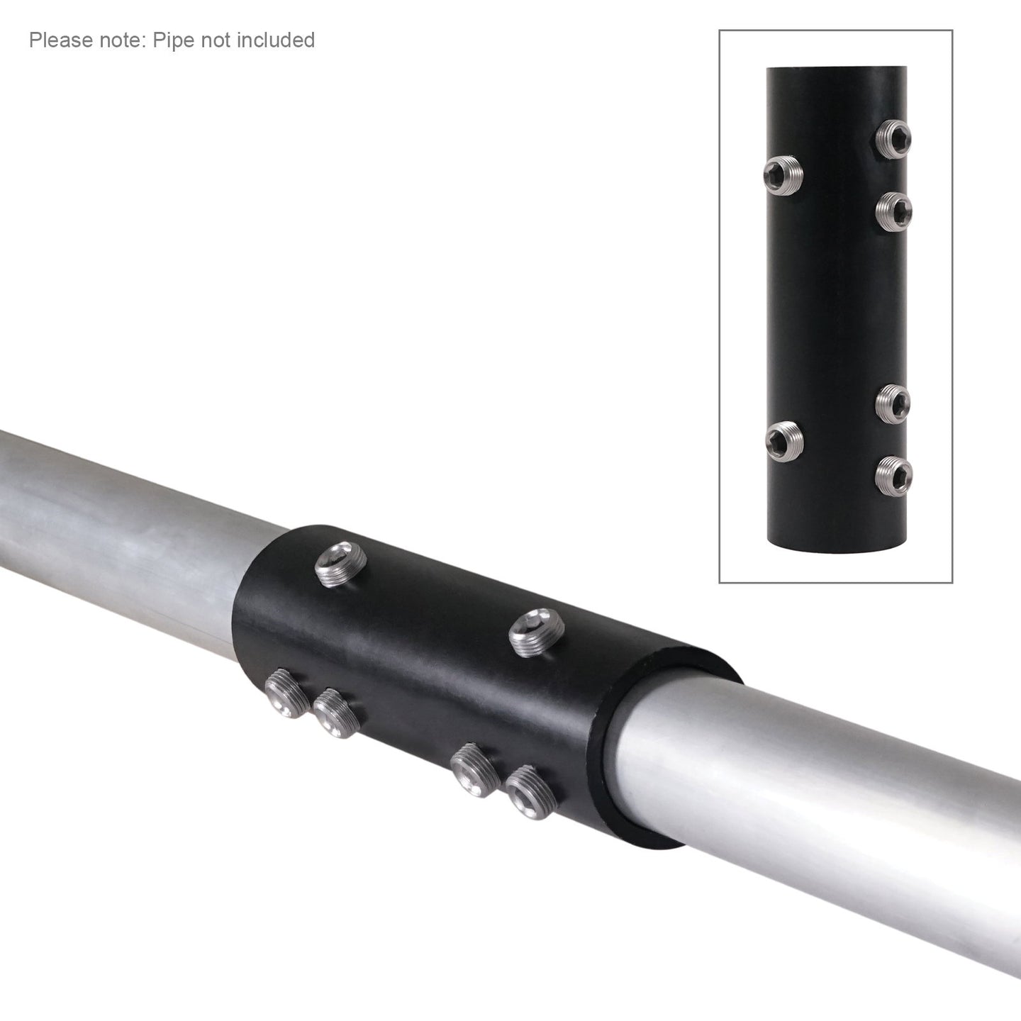 Elumen8 48.3mm Scaffold Tube Joiner - Black - Back Panel and Connections