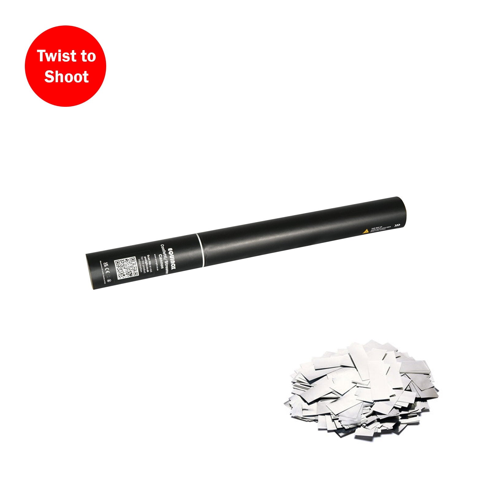 Equinox Handheld Confetti Cannon 50cm Silver Metallic - Main View