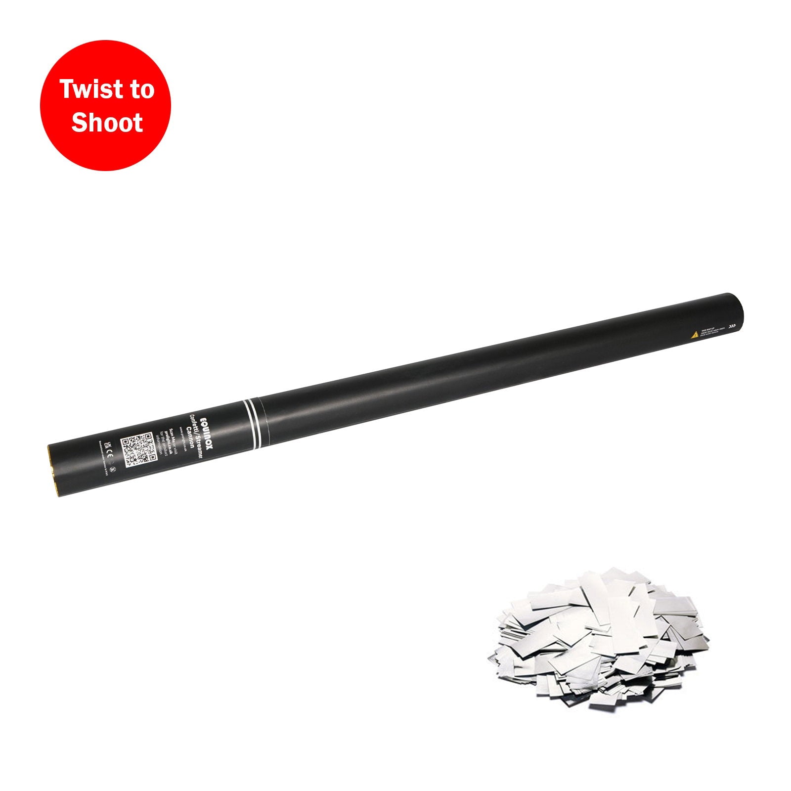 Equinox Handheld Confetti Cannon 80cm Silver Metallic - Main View