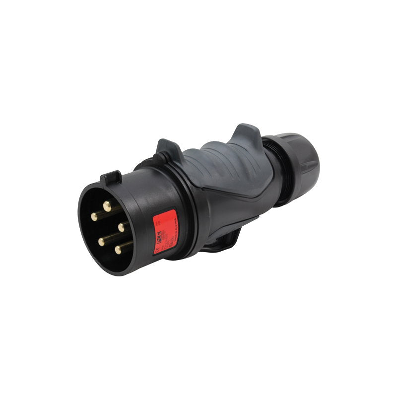 PCE 32A 415V 3P+N+E Black Plug (0253-6x) - Back Panel and Connections