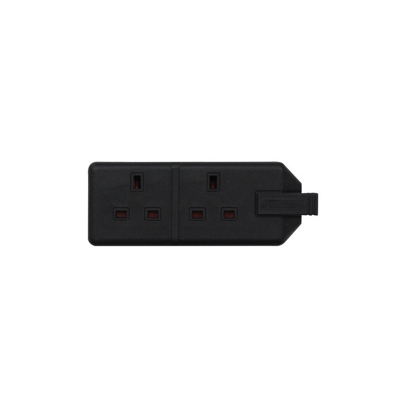 Masterplug 2 Gang 13A HD Mains Socket Black (ELS132B) - Alternate View 1