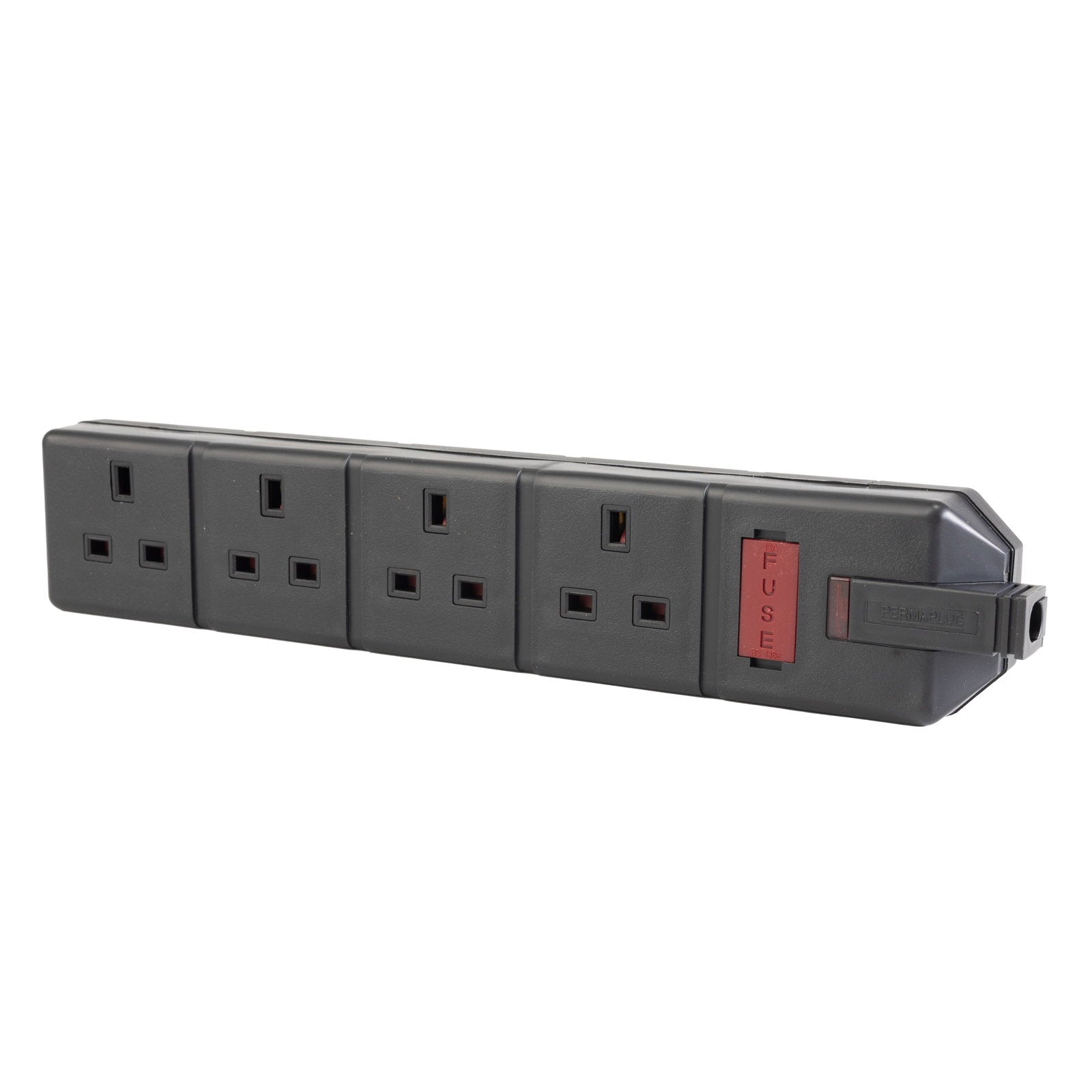 Masterplug 4 Gang 13A HD Mains Socket Black (ELS134B) - Main View