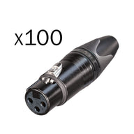 Neutrik XLR 3-Pin Female Socket Black NC3FXX-BAG-D (Pack of 100) - Alternate View 1