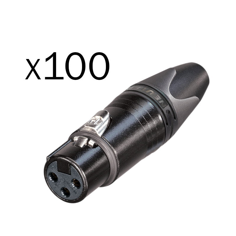 Neutrik XLR 3-Pin Female Socket Black NC3FXX-BAG-D (Pack of 100) - Alternate View 1