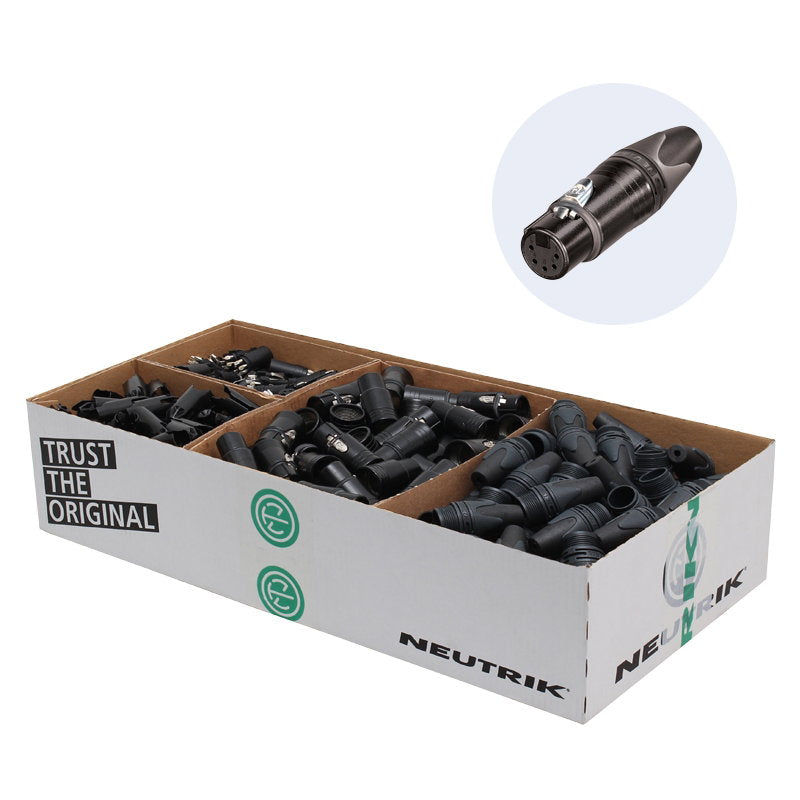 Neutrik XLR 5-Pin Female Socket Black NC5FXX-BAG-D (Pack of 100) - Main View