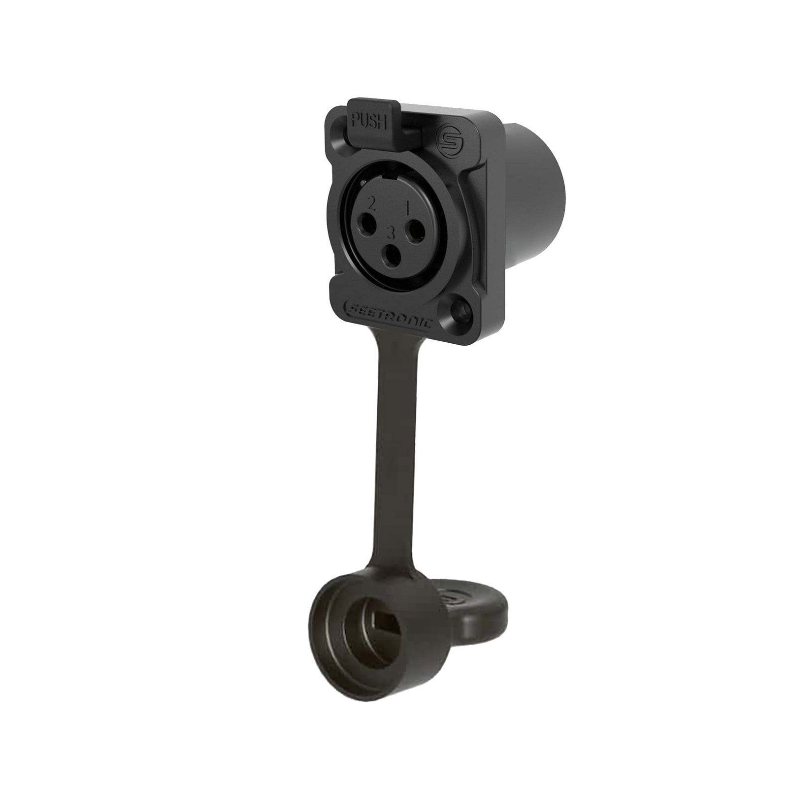 Seetronic XLR IP67 3-Pin Chassis Female Black K3F2C-W-B-67 - Back Panel and Connections