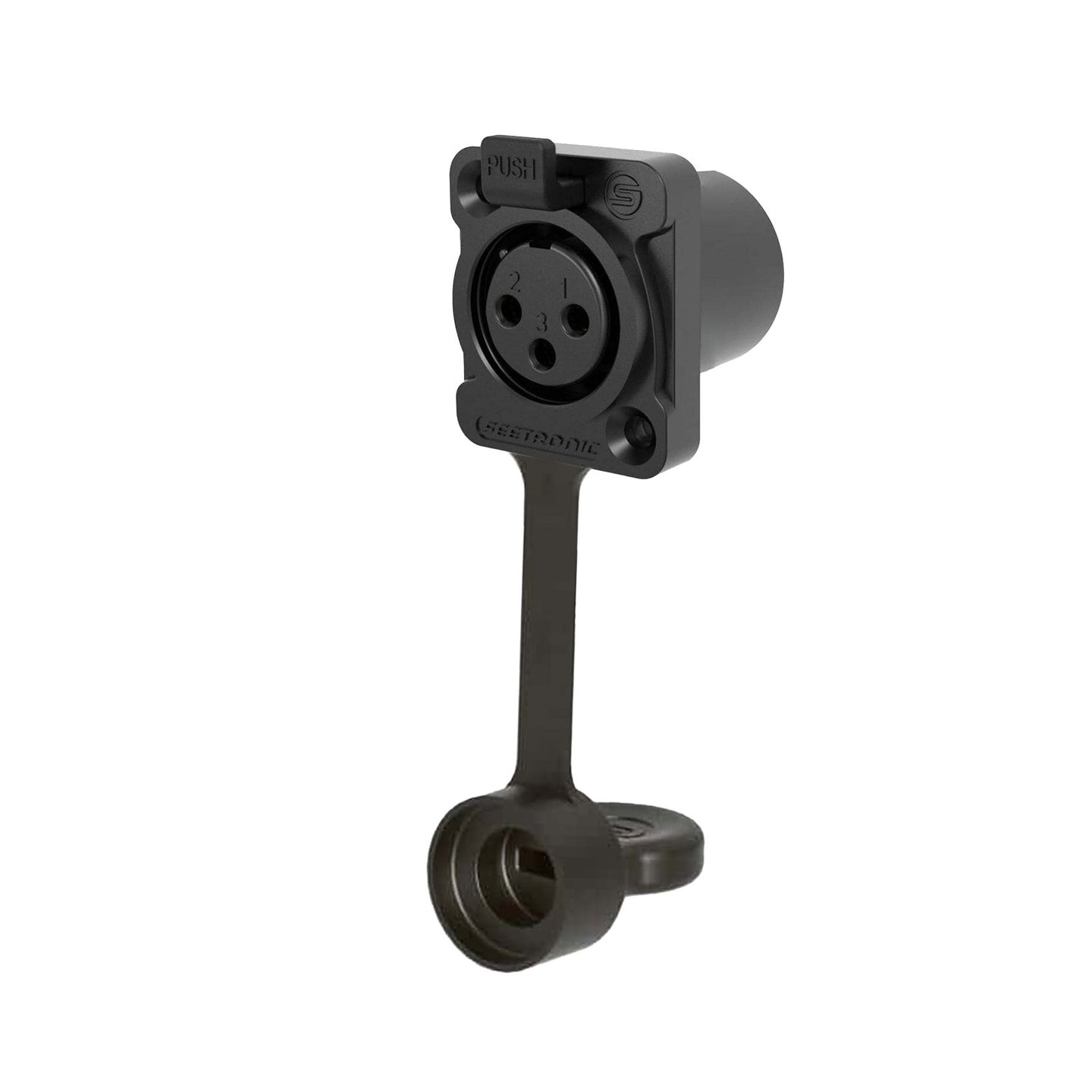 Seetronic XLR IP67 3-Pin Chassis Female Black K3F2C-W-B-67 - Back Panel and Connections