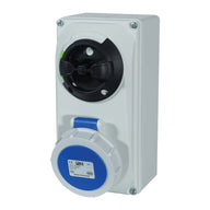 PCE 16A 230V 2P+E IP67 Switched Interlock Socket (61132-6) - Back Panel and Connections