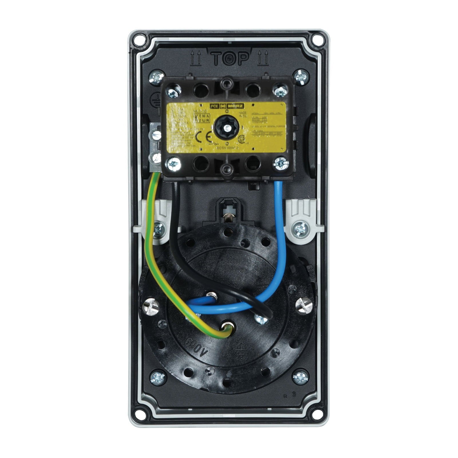 PCE 16A 230V 2P+E IP67 Switched Interlock Socket (61132-6) - Main View