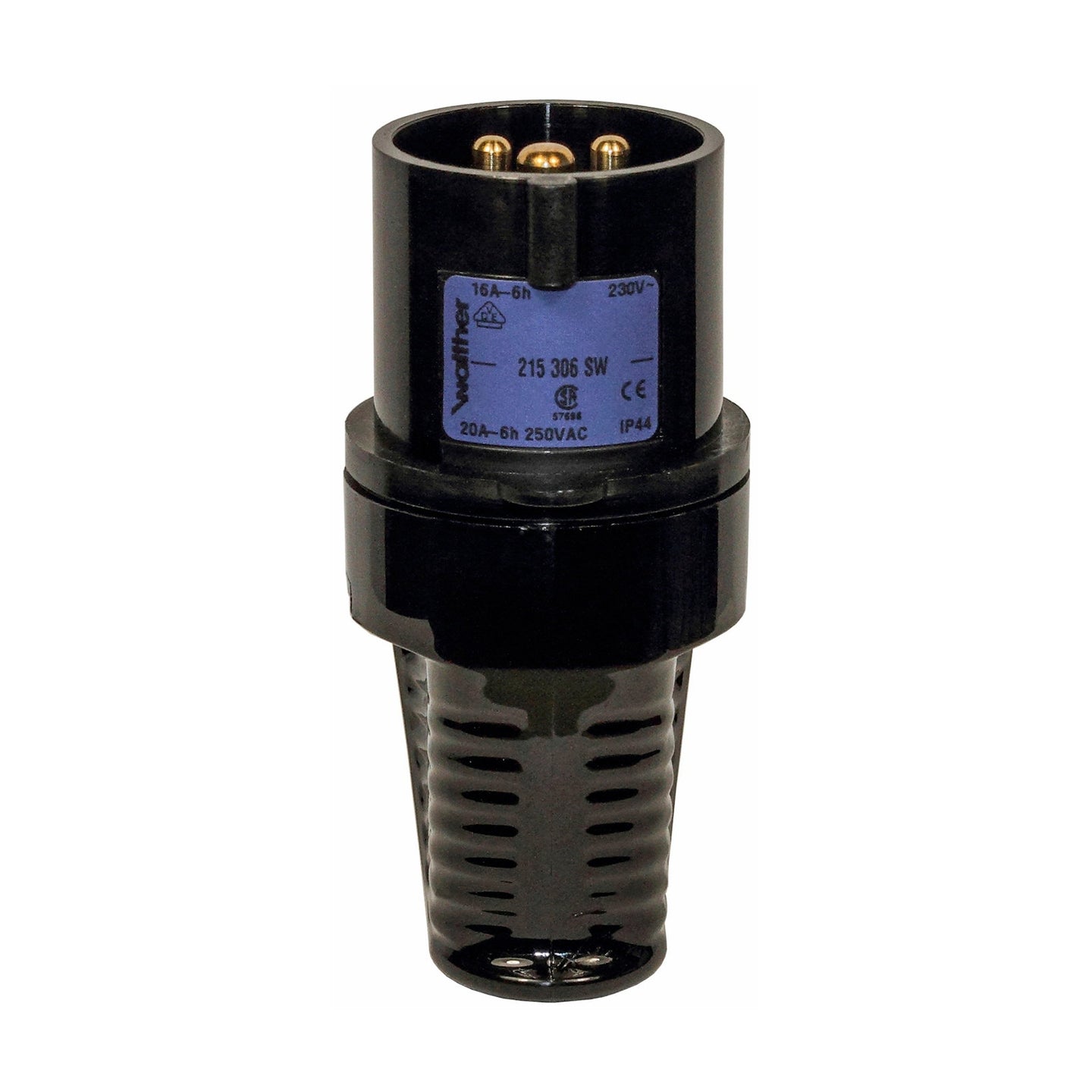 Walther 16A 230V 2P+E Black Plug 215306SW - Main View