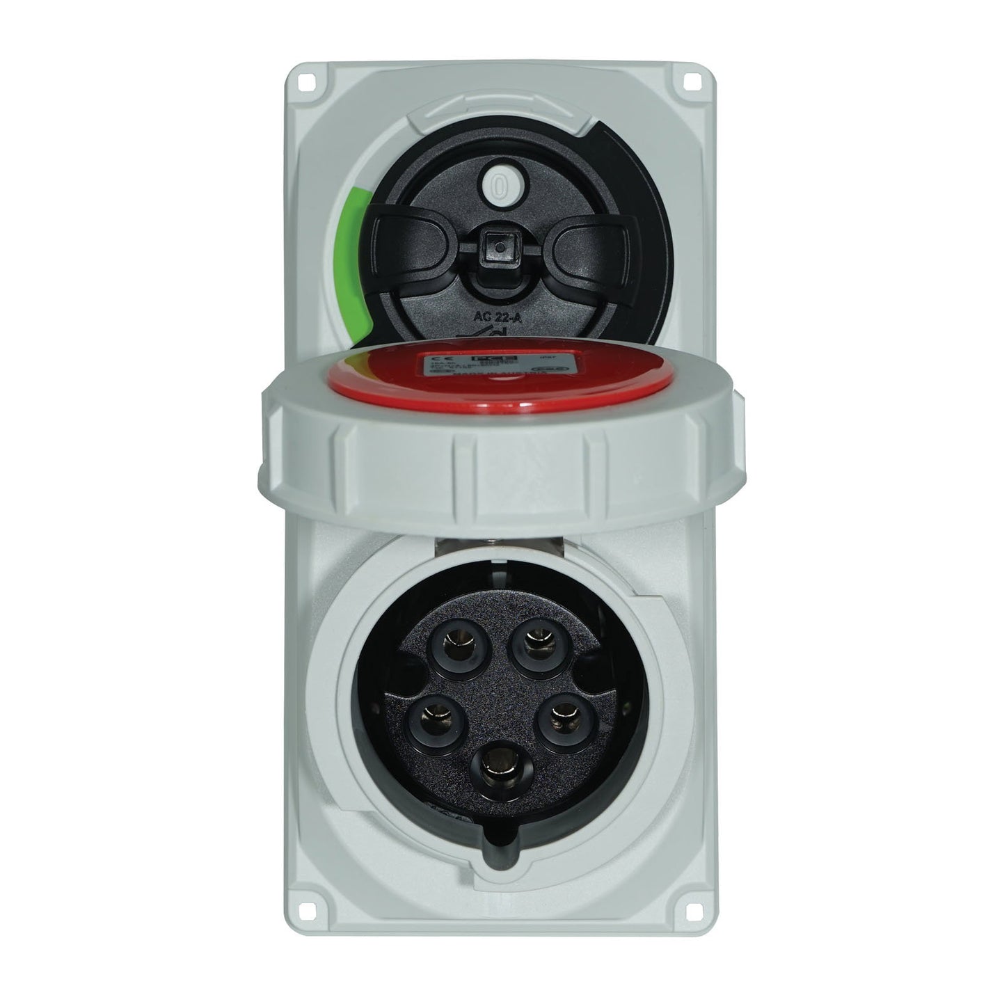 PCE 16A 415V 3P+N+E IP67 Switched Interlock Socket (61152-6) - Back Panel and Connections