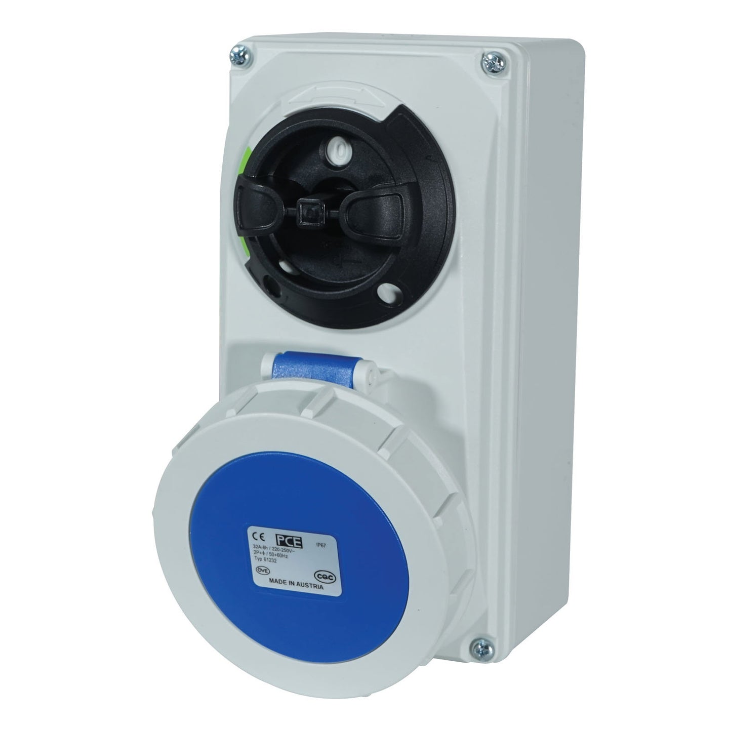 PCE 32A 230V 2P+E IP67 Switched Interlock Socket (61232-6) - Back Panel and Connections