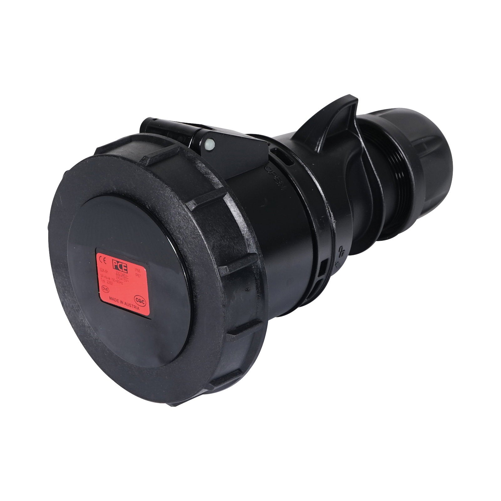 PCE 32A 415V IP67 3P+N+E Black Socket (2252-6x) - Main View