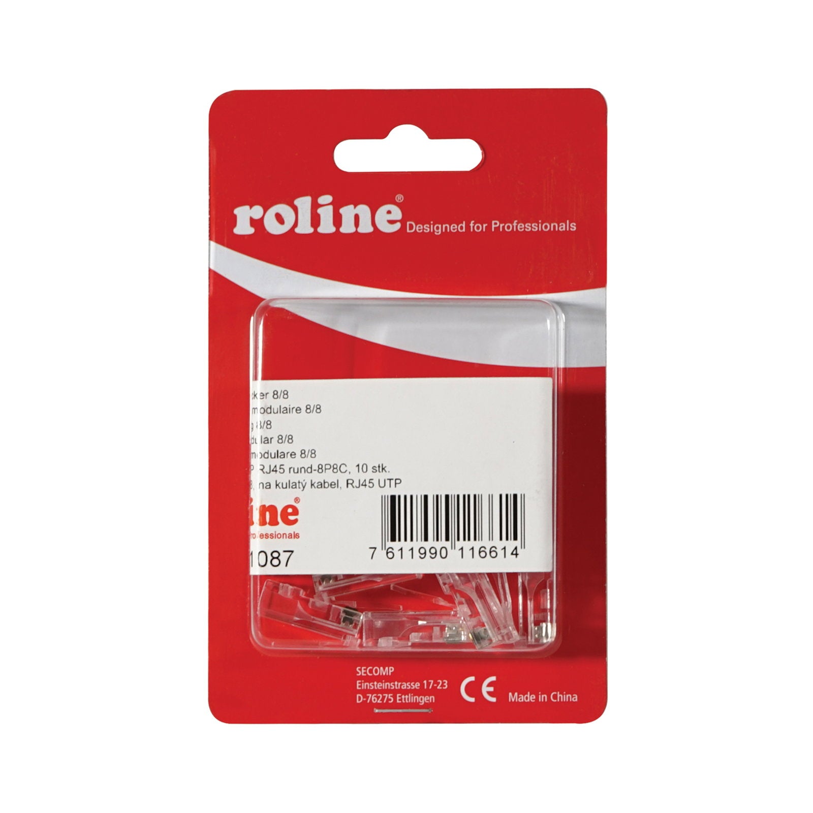 Roline Modular RJ45 Plugs UTP 8P8C Unshielded 12.01.1087 (Pack of 10) - Main View