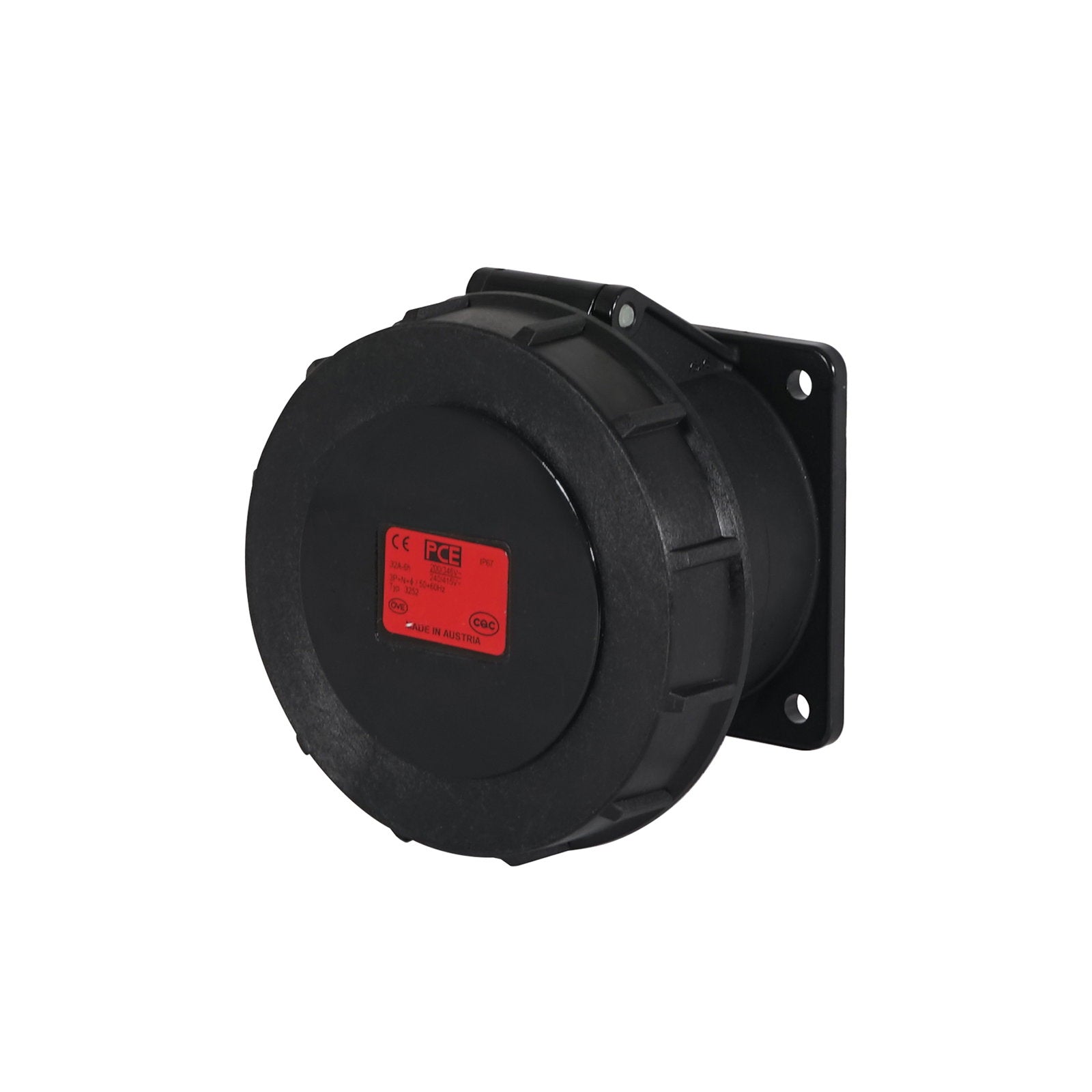 PCE 32A 415V 3P+N+E Panel Socket Black (3252-6x) - Alternate View 1