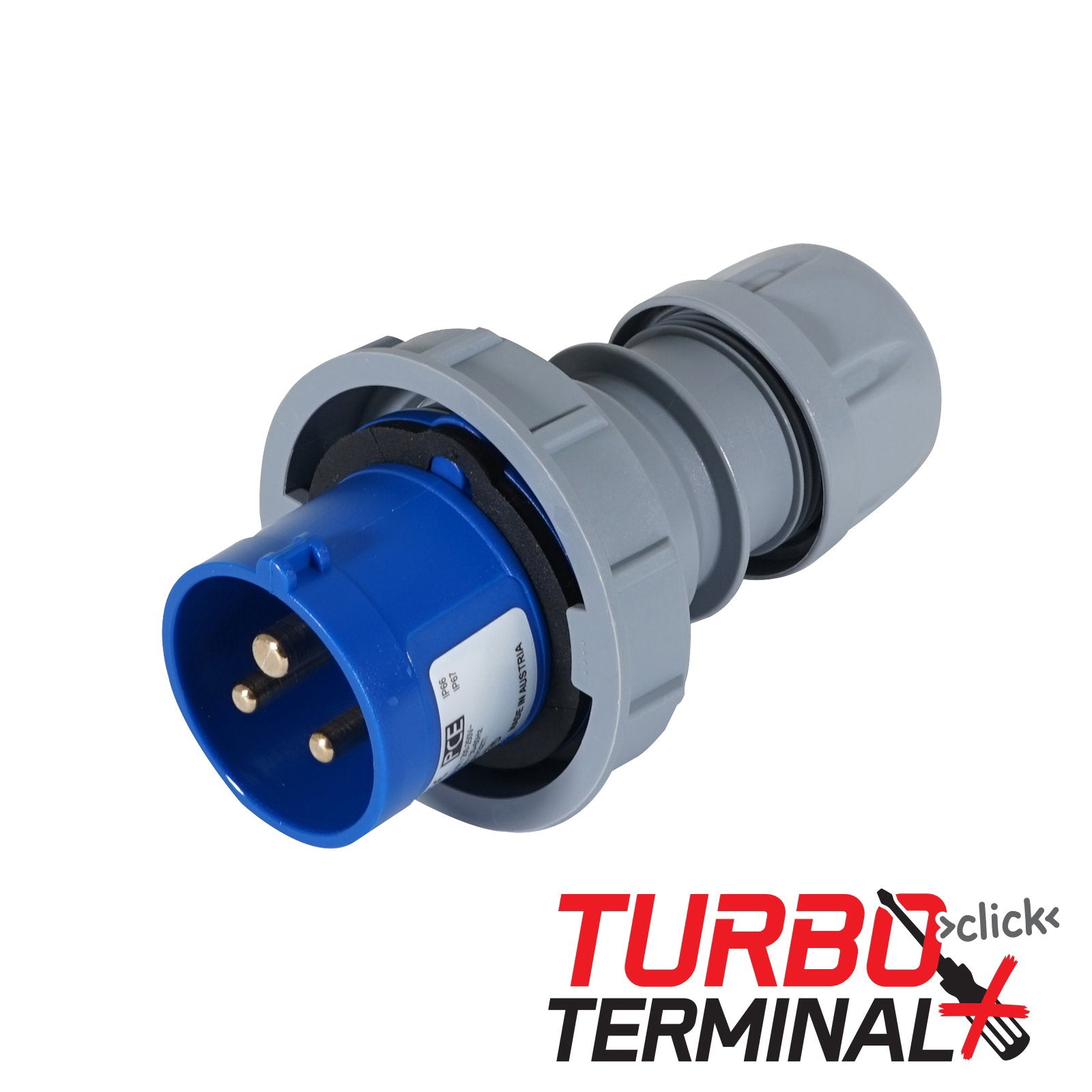 PCE 16A 230V 2P+E IP67 Plug Grey (0132-6tt) - Main View
