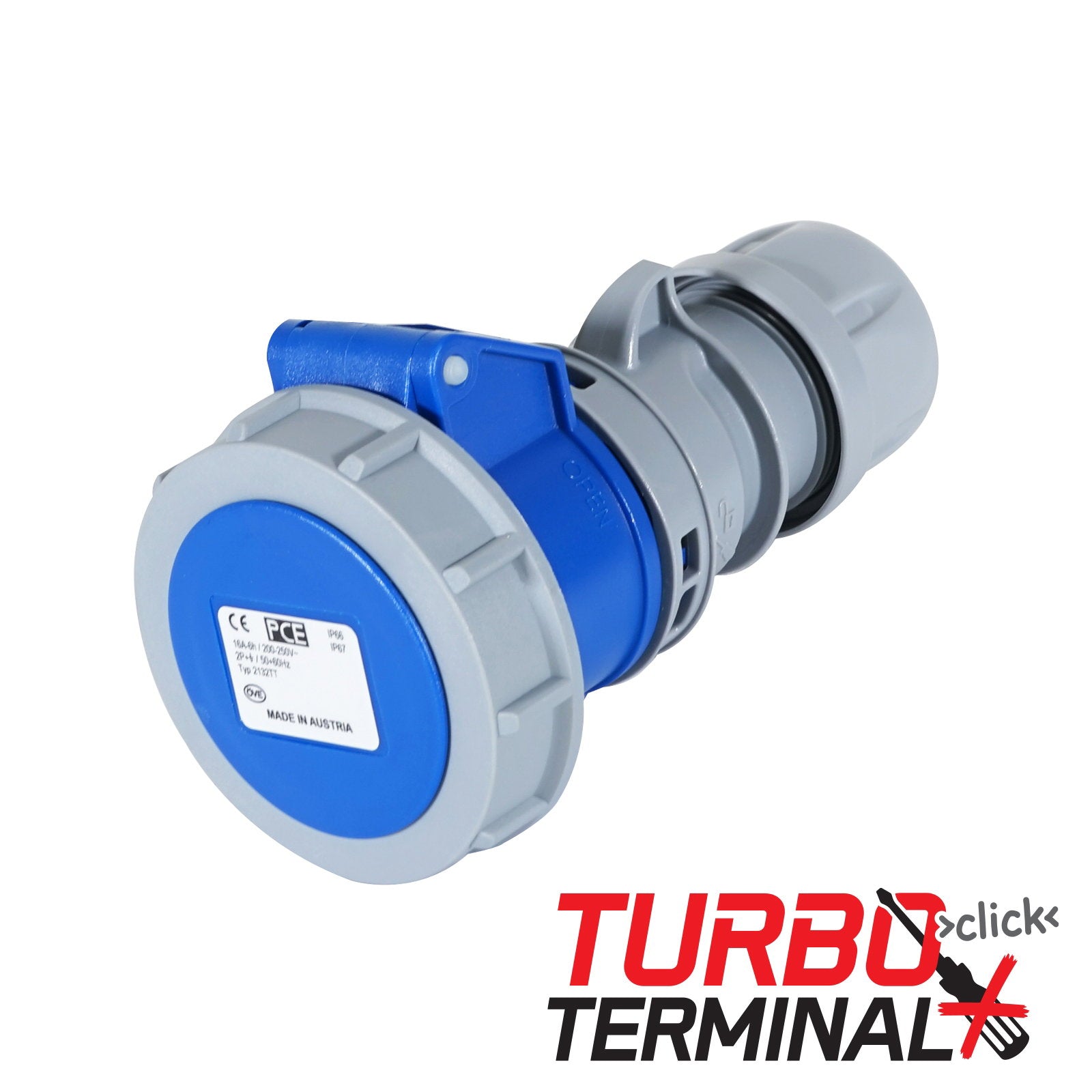 PCE 16A 230V 2P+E IP67 Socket Grey (2132-6tt) - Main View