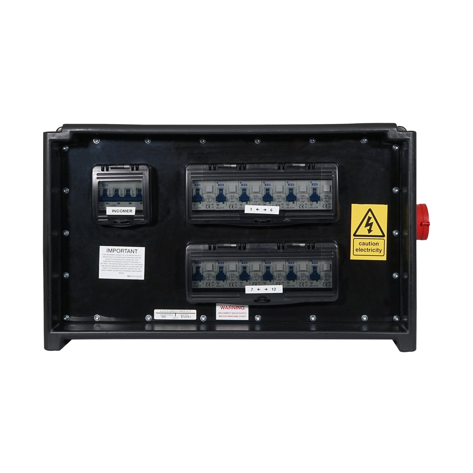 Elumen8 MERZ Distribution Box 32A 3PH to 16A RCBO - Back Panel and Connections