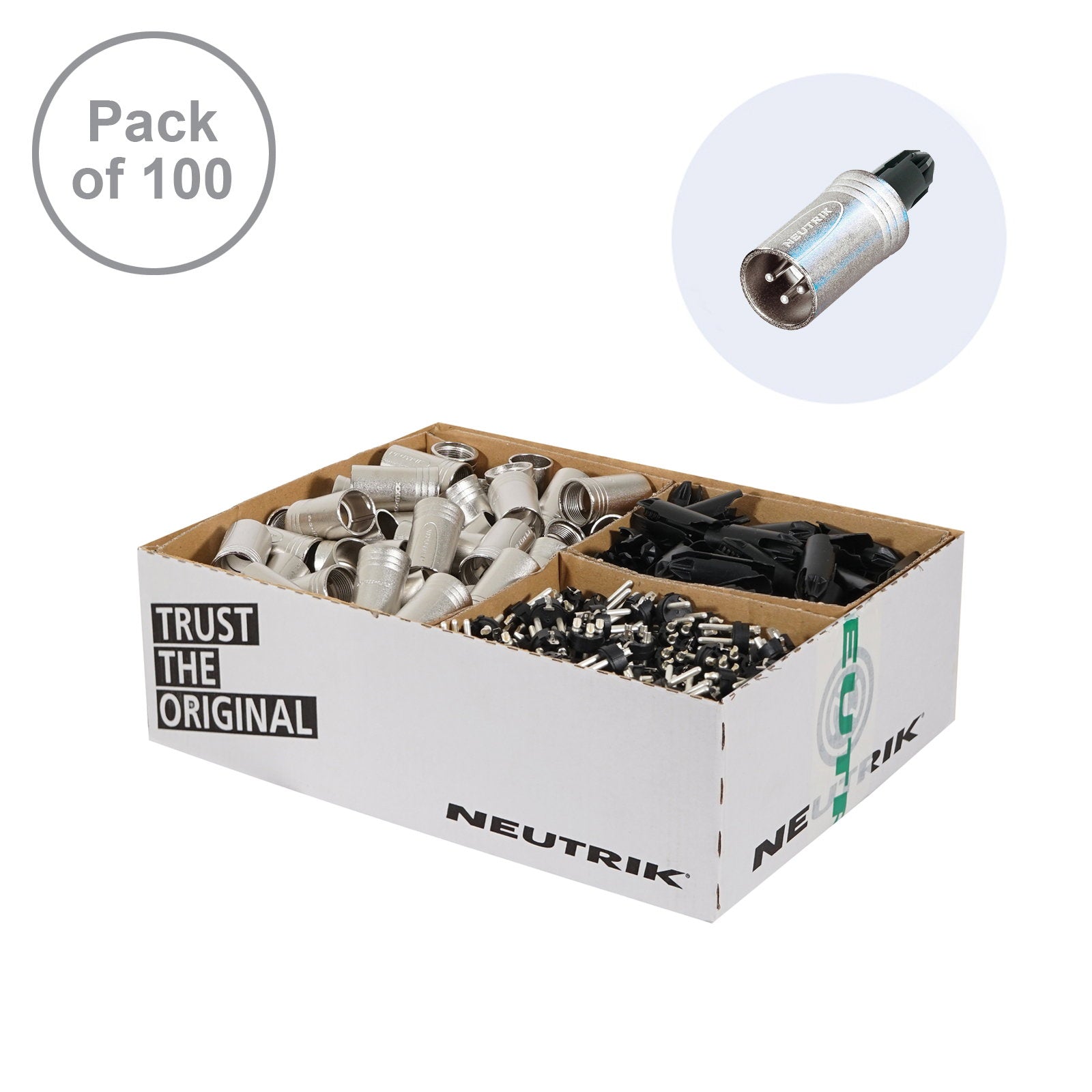 Neutrik XLR 3-Pin Male Socket NC3MXX-WOB (Pack of 100) - Alternate View 1