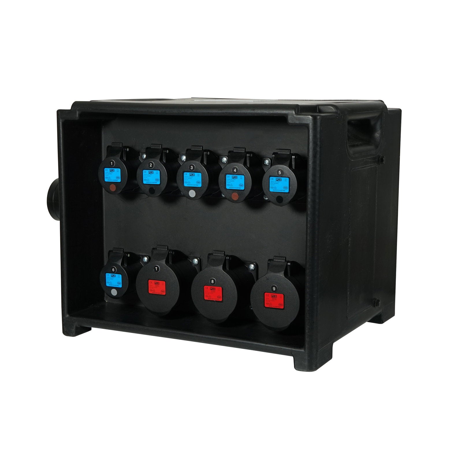 Elumen8 MERZ Distribution Box 63A 3PH to 32A/16A RCBO (Midnight Black) - Back Panel and Connections