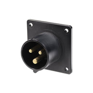 PCE 16A 230V 2P+E Black Appliance Inlet (613-6X) - Back Panel and Connections