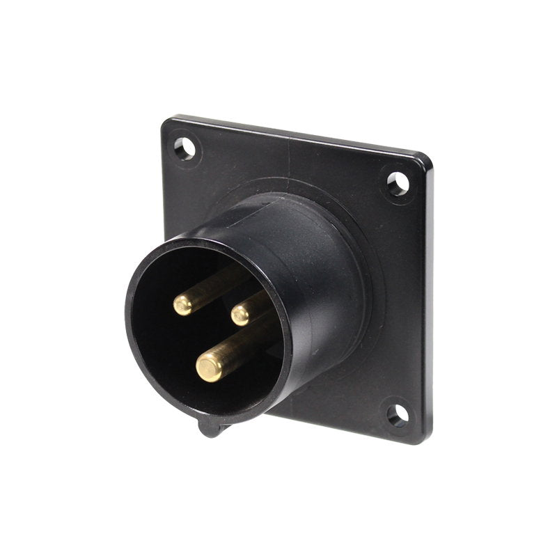 PCE 16A 230V 2P+E Black Appliance Inlet (613-6X) - Back Panel and Connections