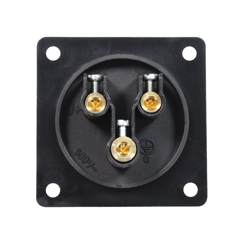 PCE 32A 230V 2P+E Black Appliance Inlet (623-6X) - Back Panel and Connections