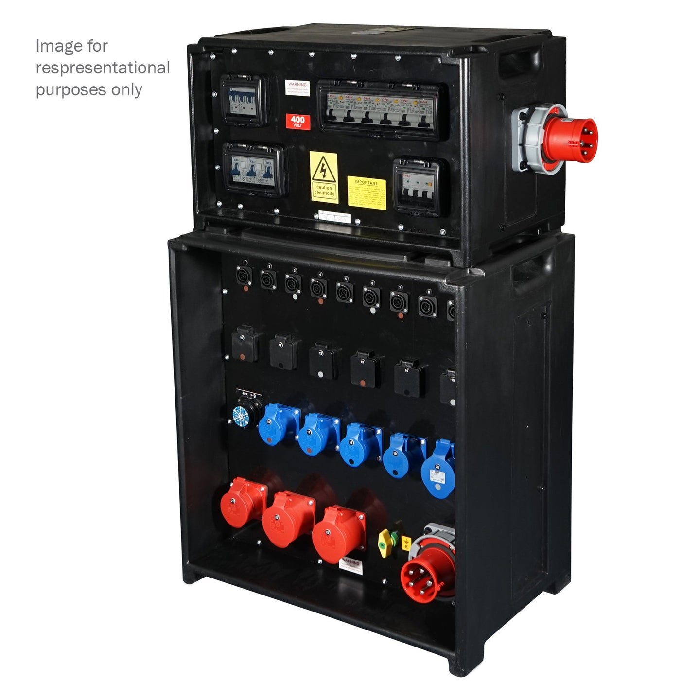Elumen8 MERZ Distribution Box 63A 3PH In/Thru to 32A/16A - Back Panel and Connections