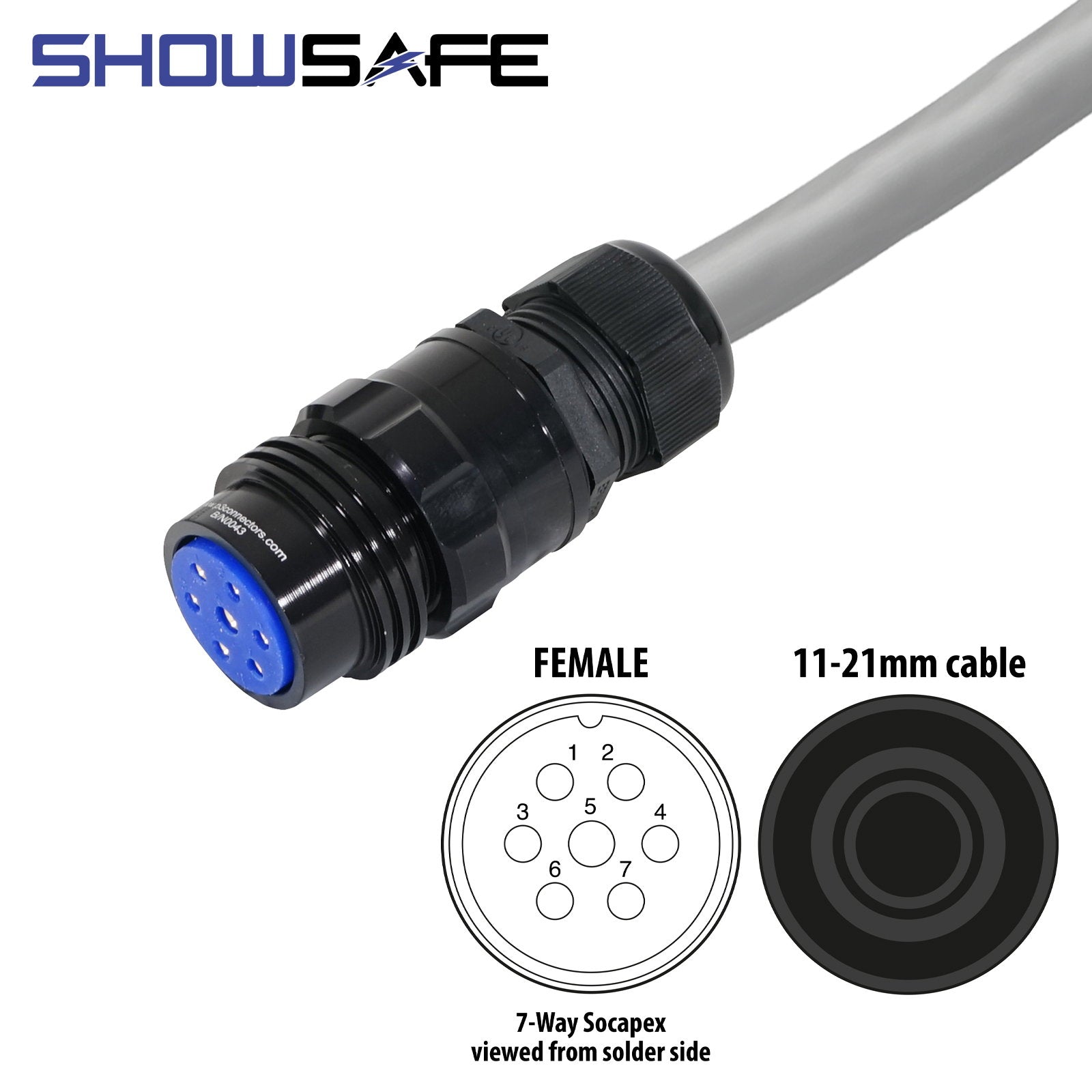 Elumen8 Socapex 7-Pin Line Female Socket 11-21mm - Main View