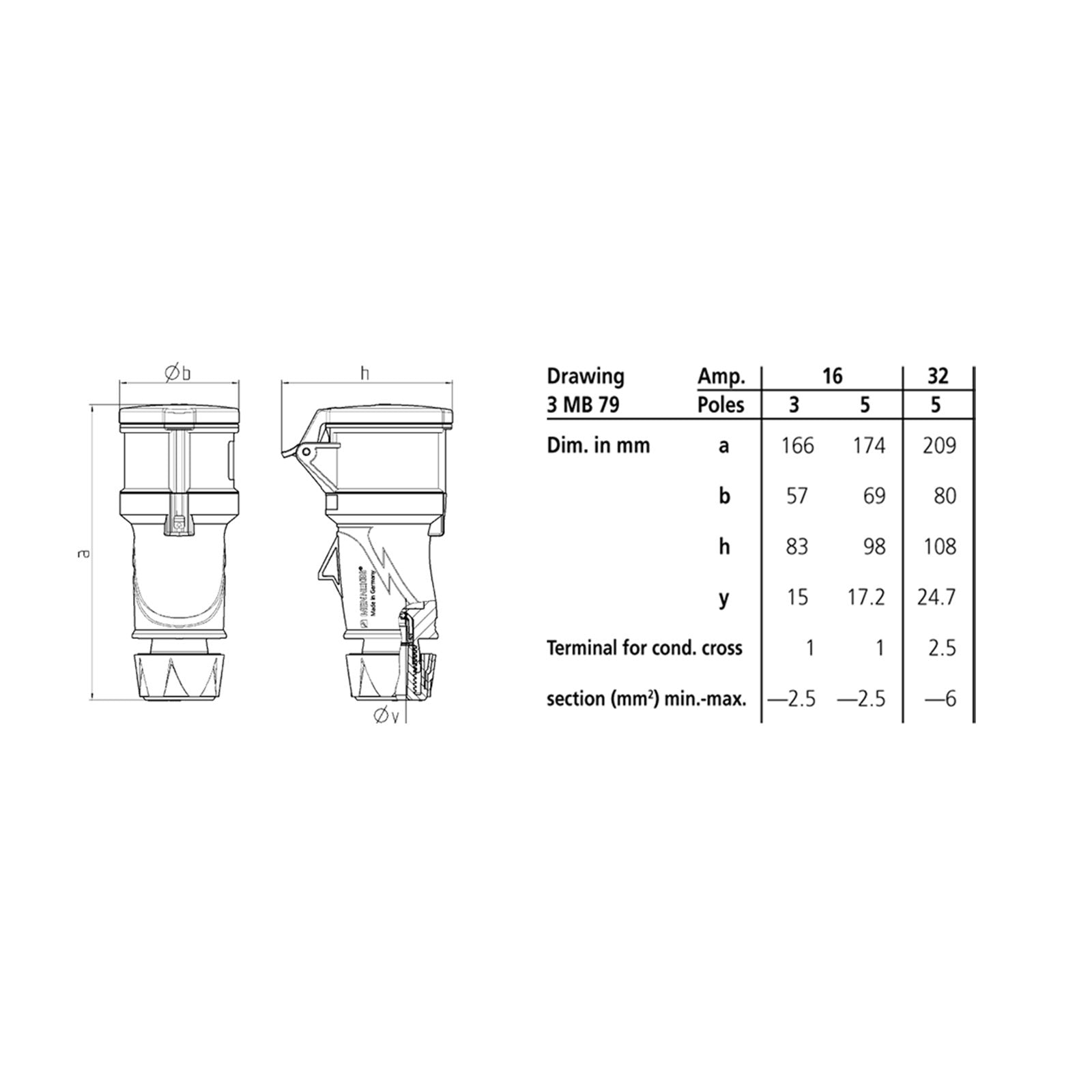 Mennekes 16A 230V 2P+E IP54 PowerTOP Socket (14502) - Alternate View 1