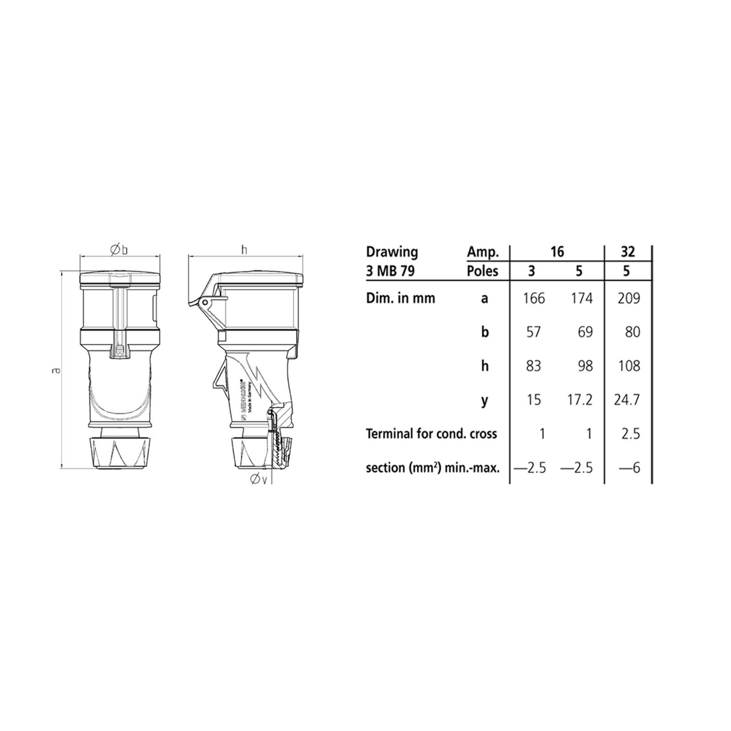 Mennekes 16A 230V 2P+E IP54 PowerTOP Socket (14502) - Alternate View 1