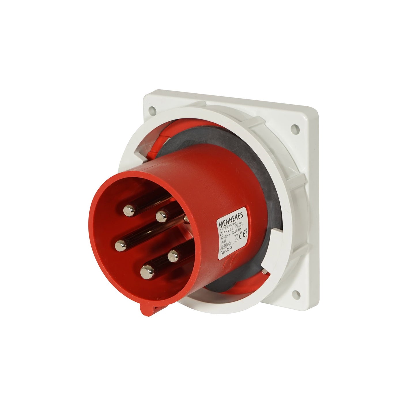 Mennekes 63A 415V 3P+N+E Panel Mount Inlet (3658) - Alternate View 1