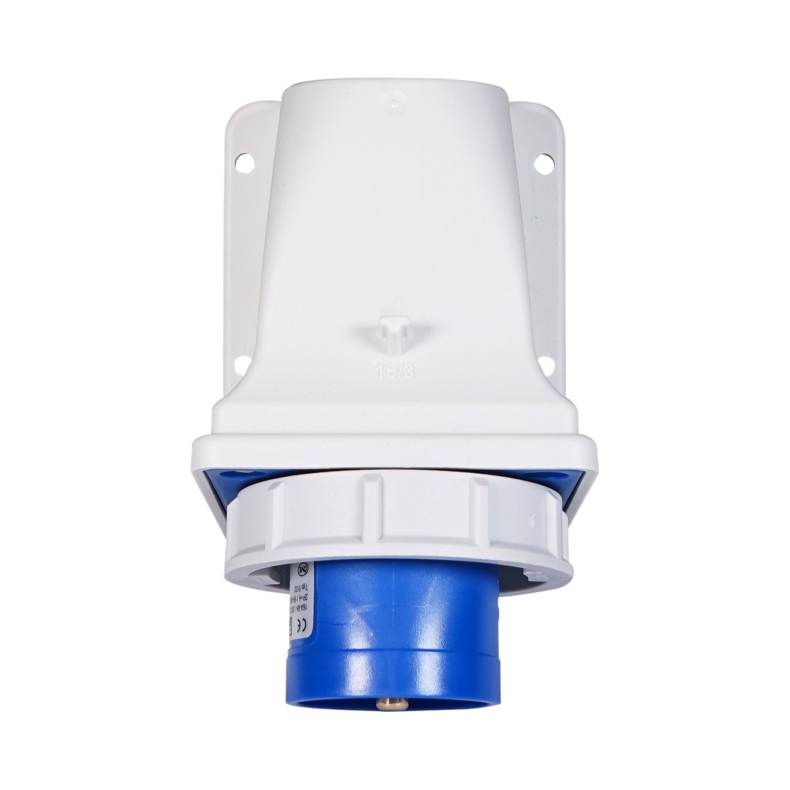 PCE 16A 230V 2P+E IP67 Wall Mount Angled Inlet (5132-6k) - Alternate View 4