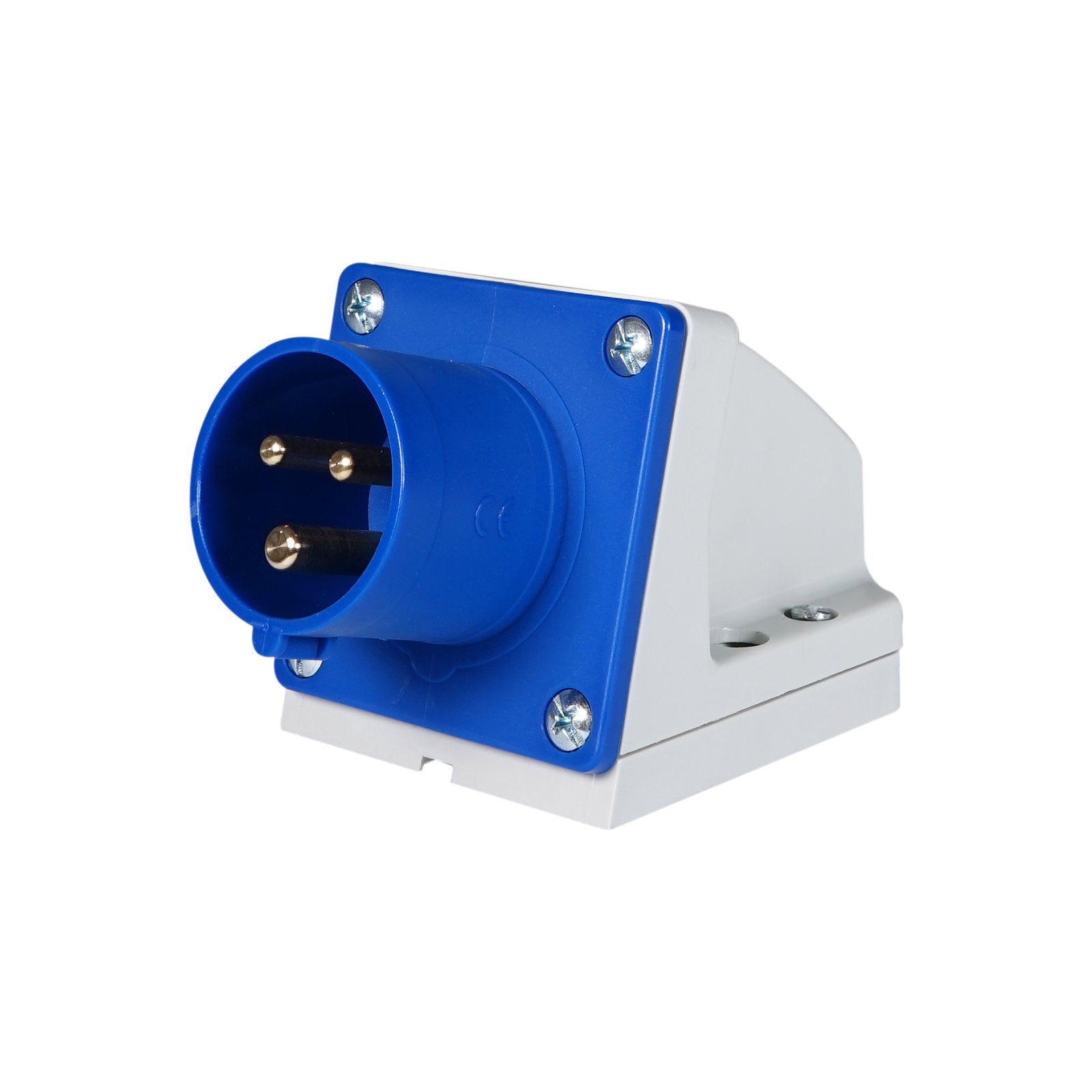 PCE 16A 230V 2P+E Wall Mount Angled Inlet (513-6) - Back Panel and Connections