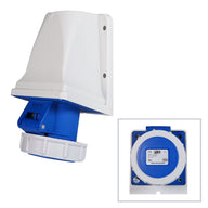 PCE 16A 230V 2P+E IP67 Wall Mount Angled Socket (1132-6) - Main View