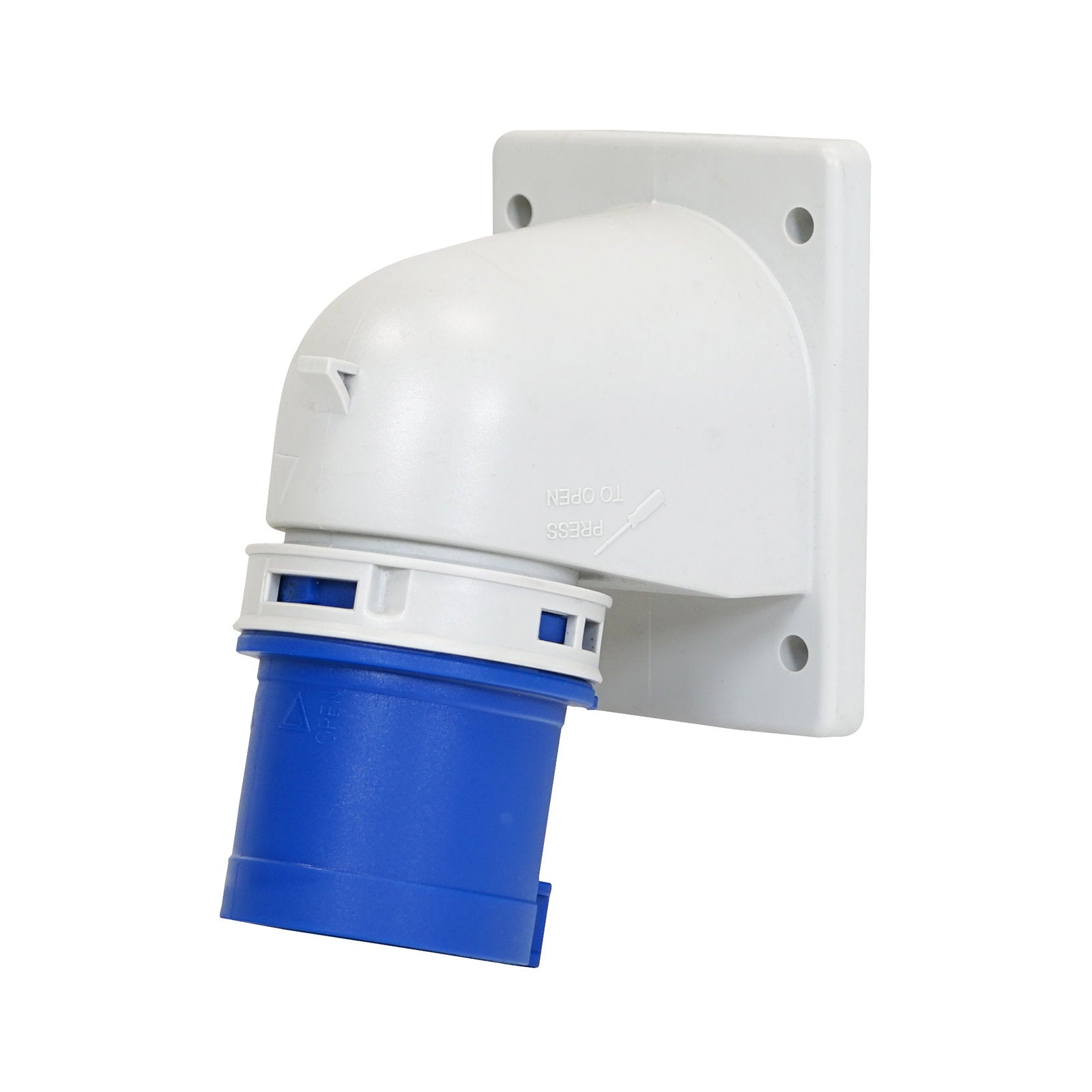PCE 16A 230V 2P+E Flanged Angled Inlet (77713-6) - Main View
