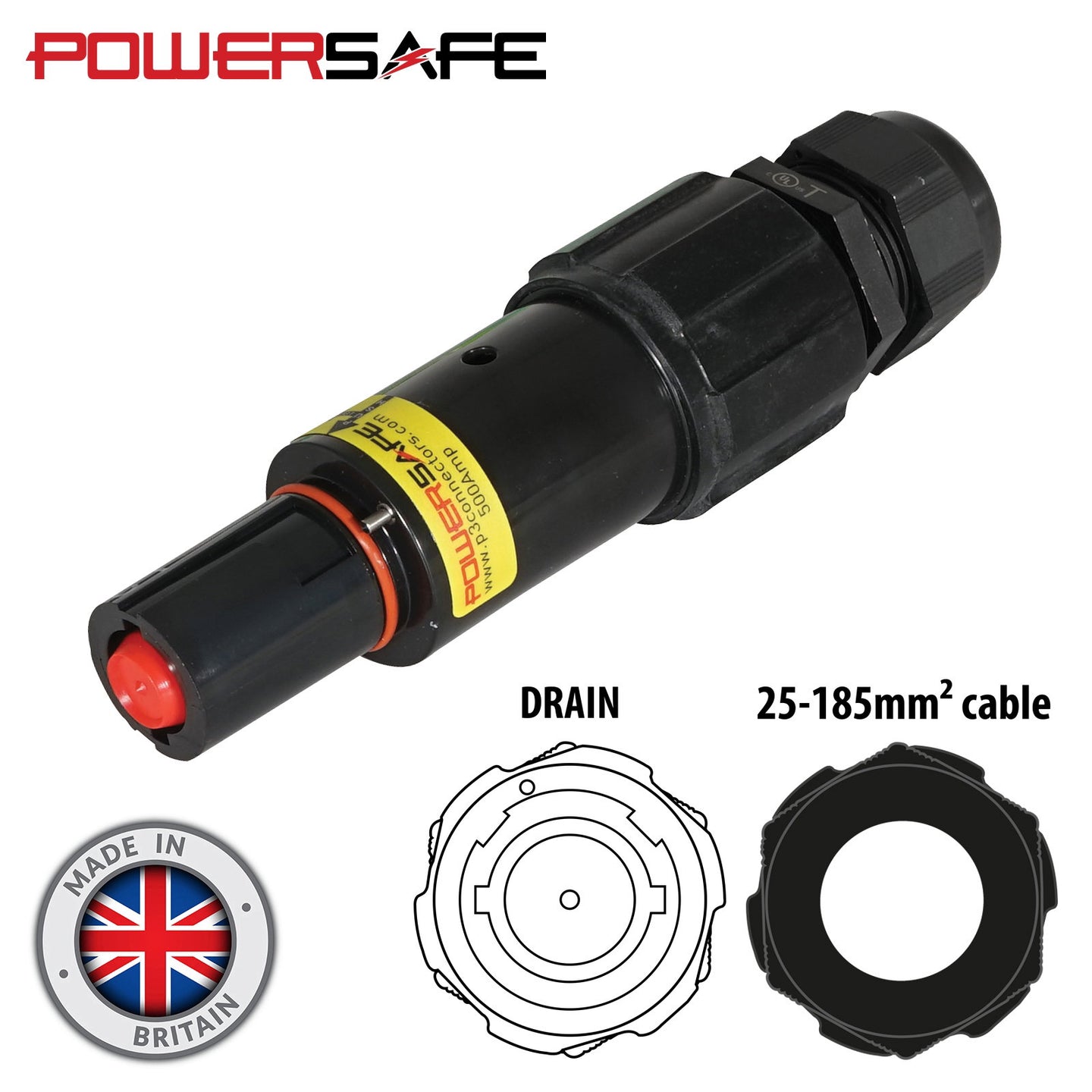 Elumen8 Powersafe 500A Line Drain 120mm2 L2 Black - Main View