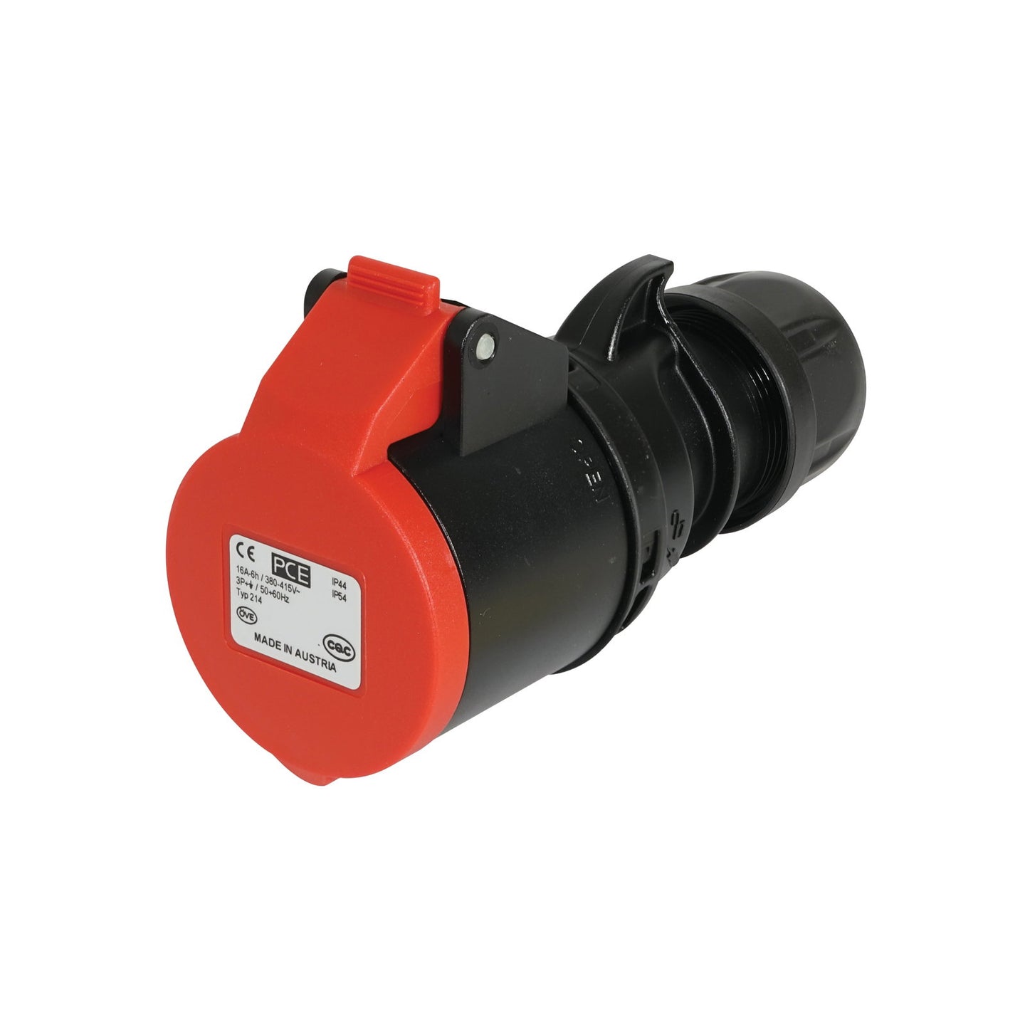 PCE 16A 415V 3P+E Socket Red/Black (214-6sx) - Main View