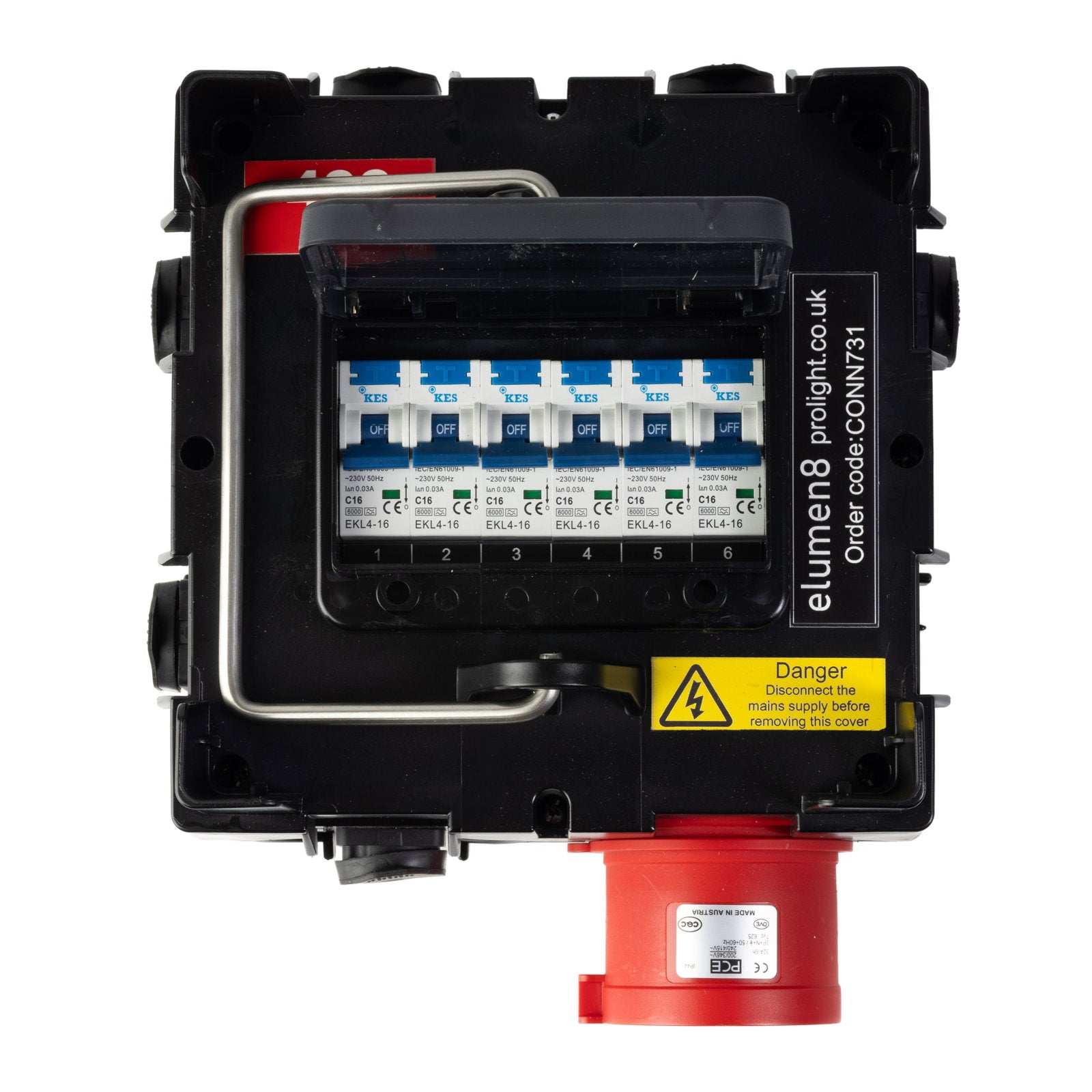 PCE IMST Distribution Box 32A 415V In 6 x TR1 IP65 Out - Alternate View 1
