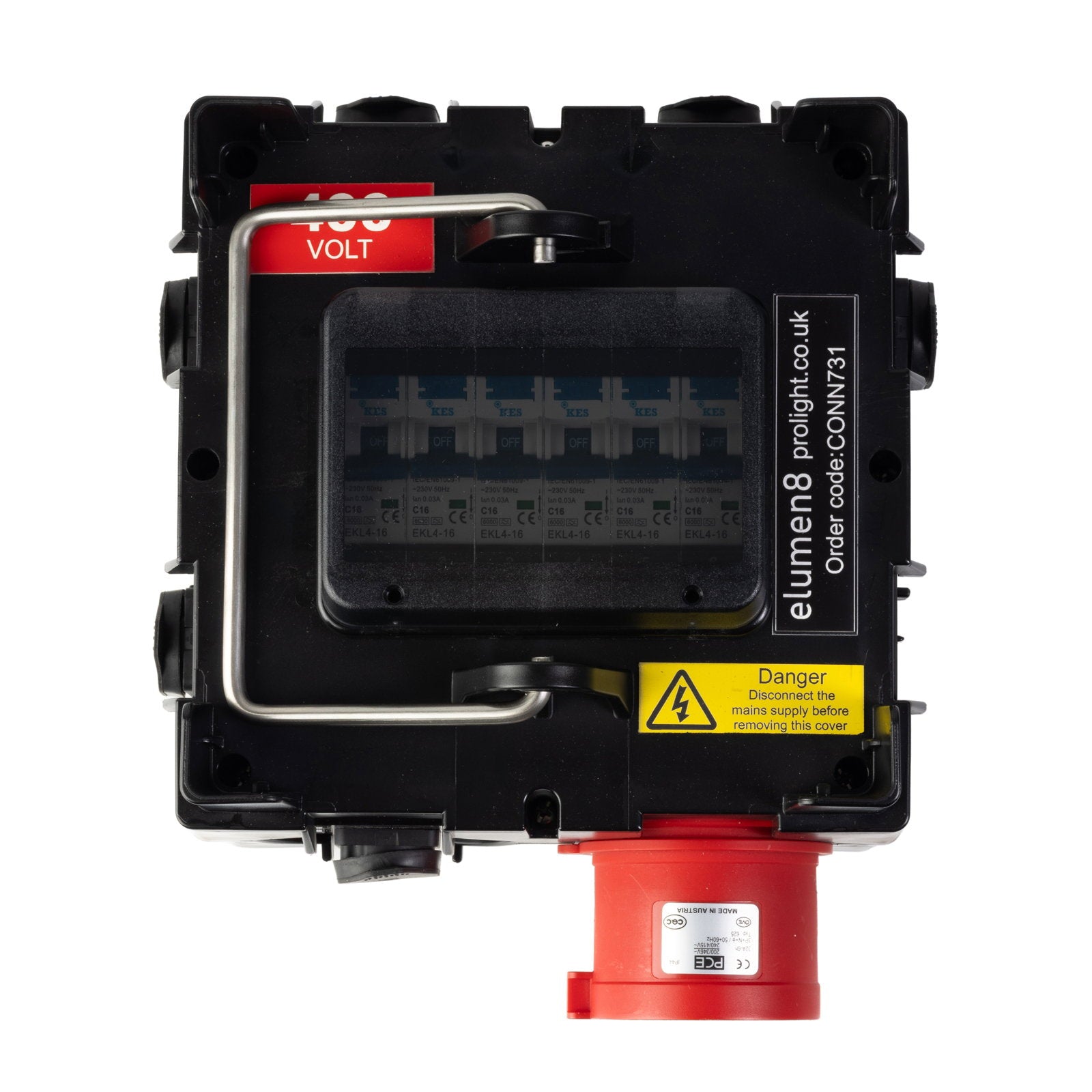 PCE IMST Distribution Box 32A 415V In 6 x TR1 IP65 Out - Alternate View 3