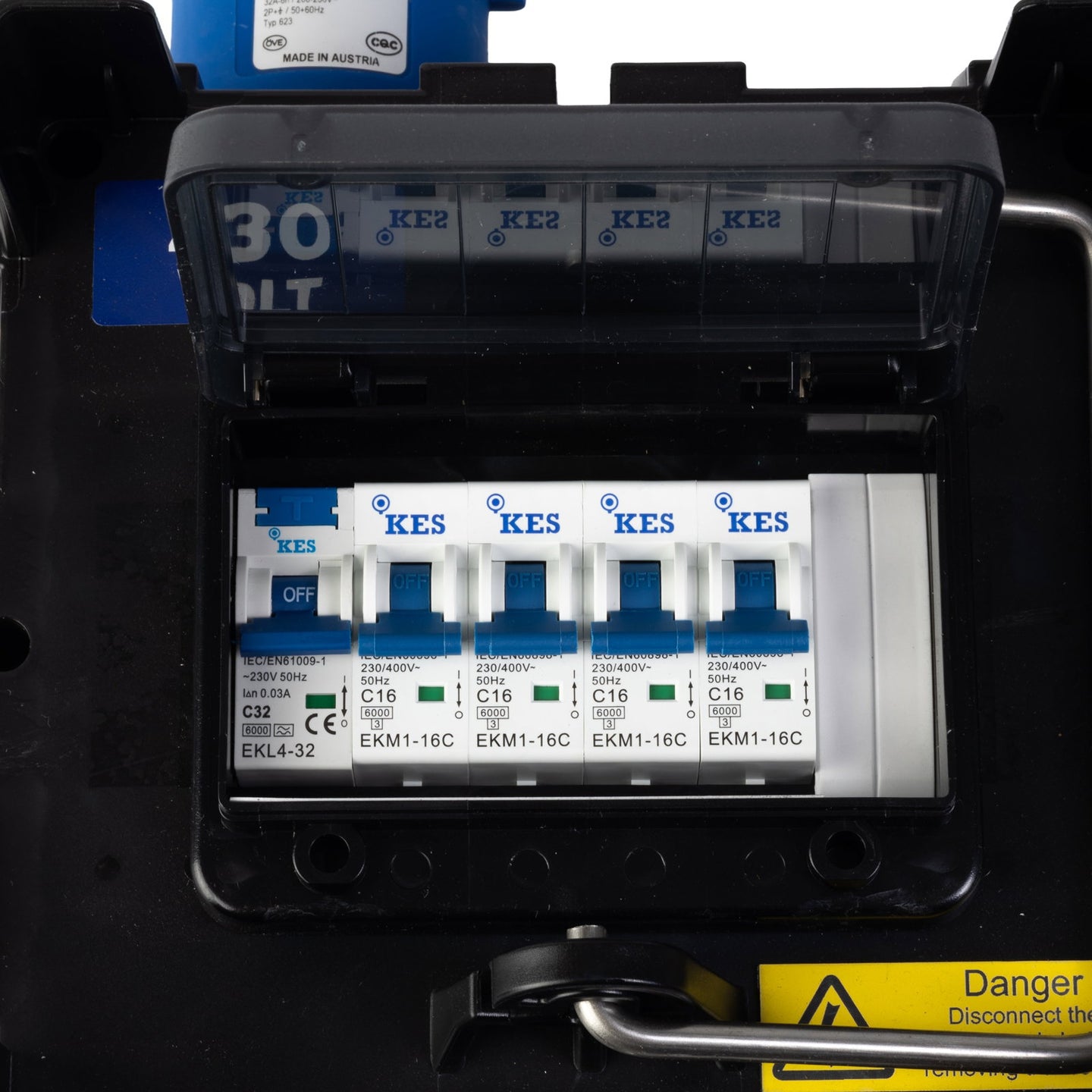 PCE IMST Distribution Box 32A 240V In 4 x TR1 IP65 + 1 x 32A Out  - Alternate View 3