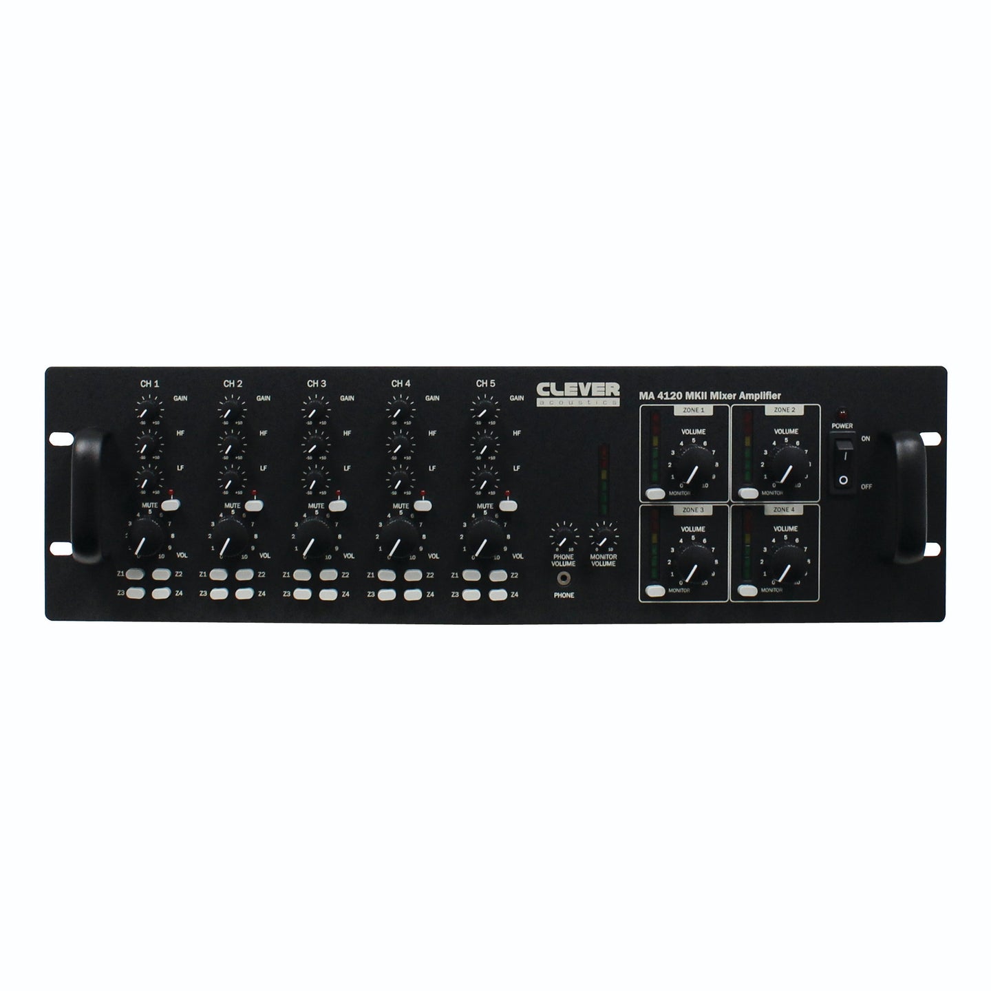 Clever Acoustics MA 4120 MKII 480W 4 Zone Mixer Amplifier - Back Panel and Connections