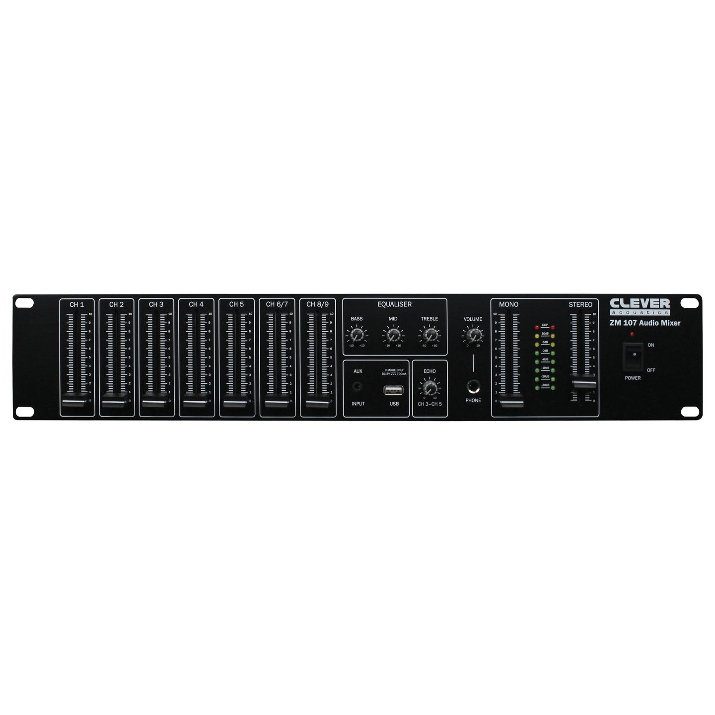Clever Acoustics ZM 107 Audio Mixer - Back Panel and Connections