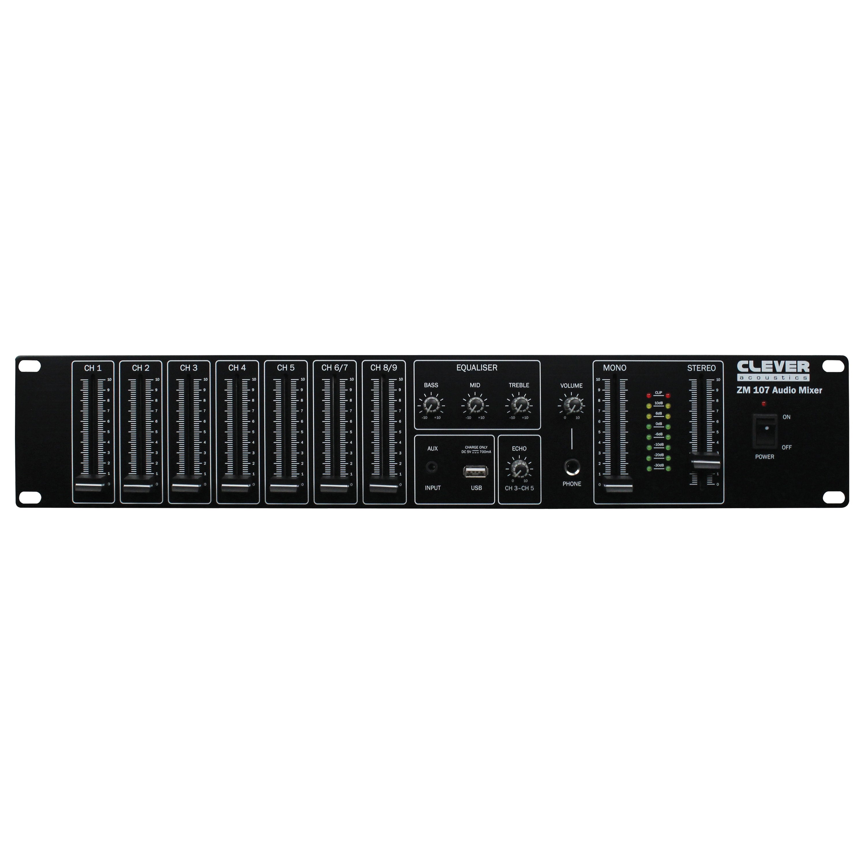 Clever Acoustics ZM 107 Audio Mixer - Back Panel and Connections
