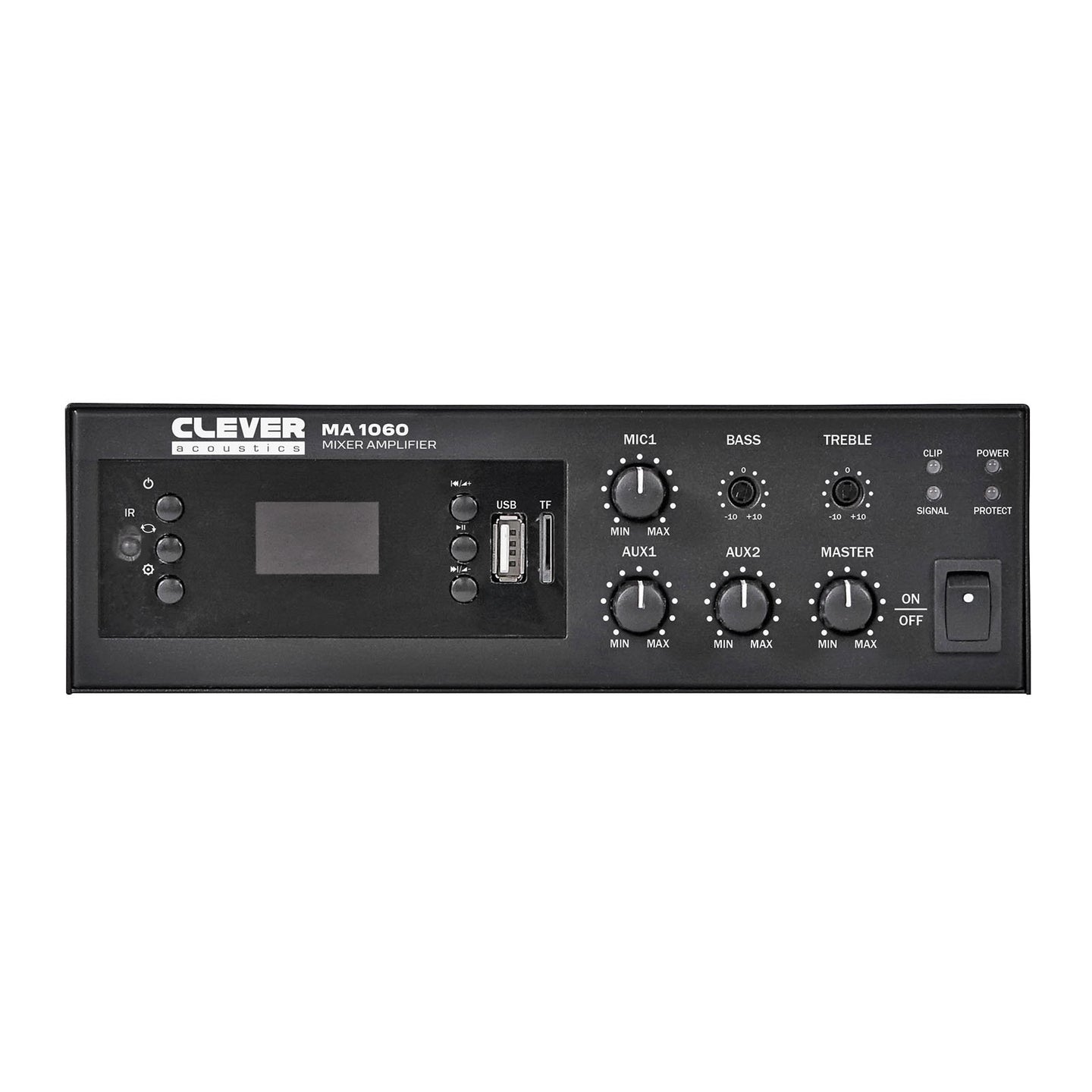 Clever Acoustics MA1060 60W 100V Mixer Amplifier with MP3 Bluetooth and FM Radio - Back Panel and Connections