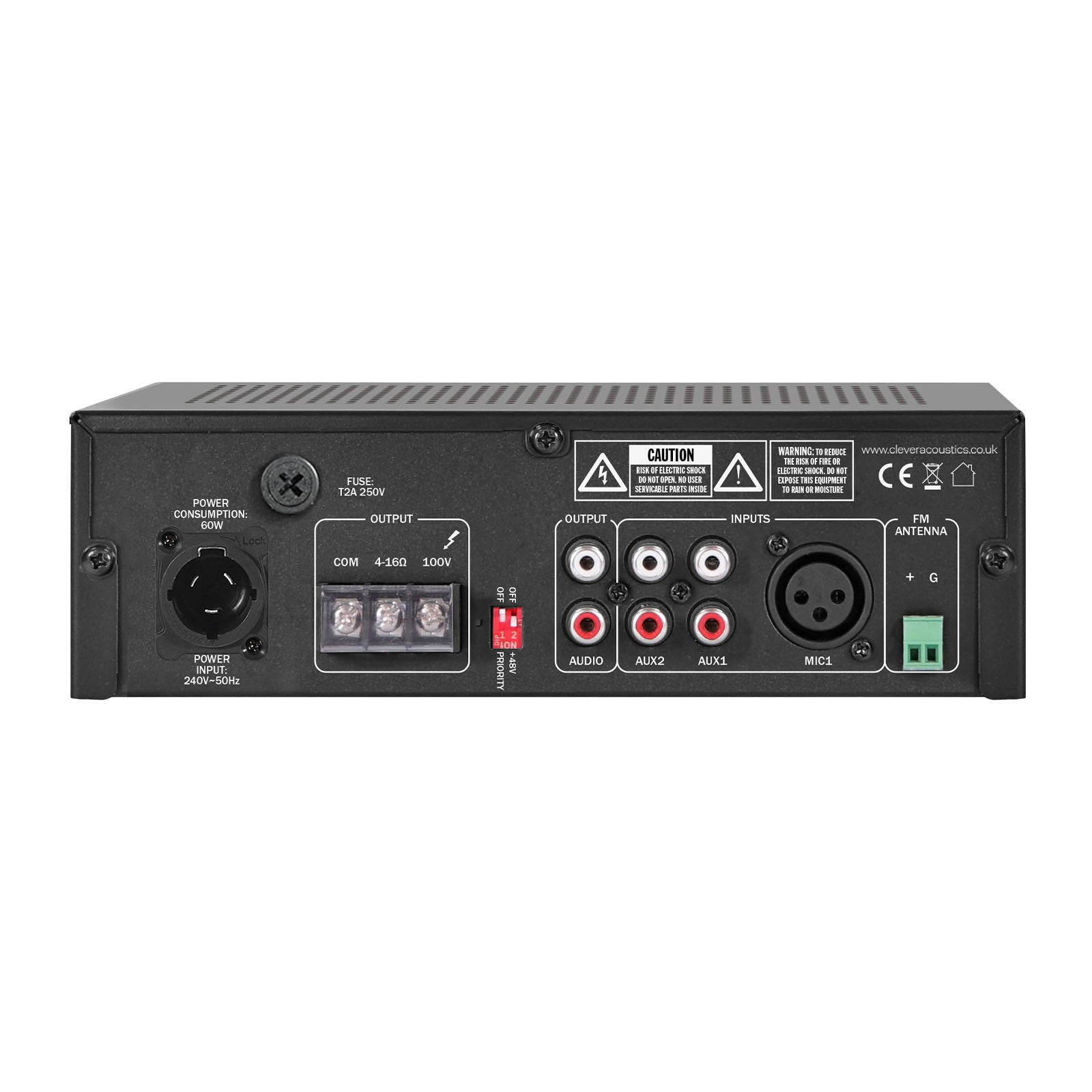Clever Acoustics MA1060 60W 100V Mixer Amplifier with MP3 Bluetooth and FM Radio - Alternate View 1